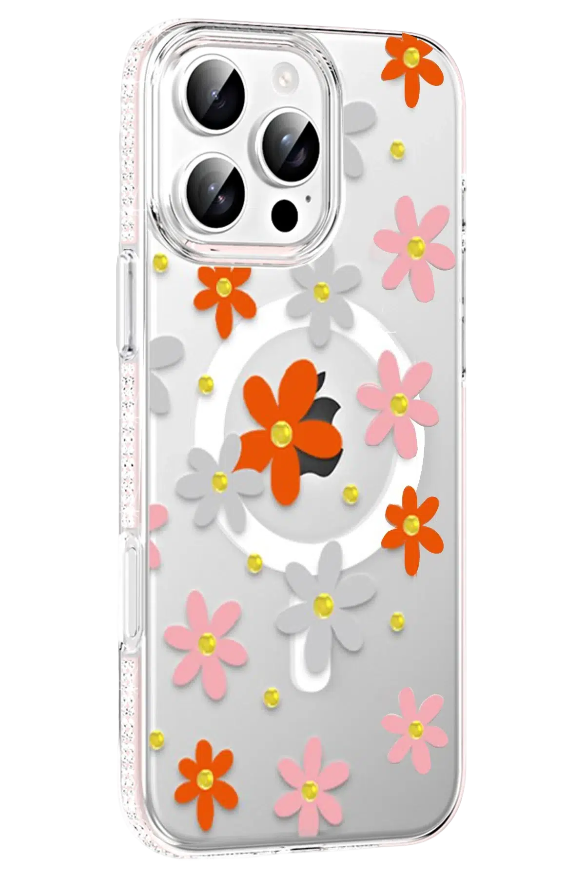 Apple iPhone 16 Pro Floral Magsafe Kapak - Turuncu