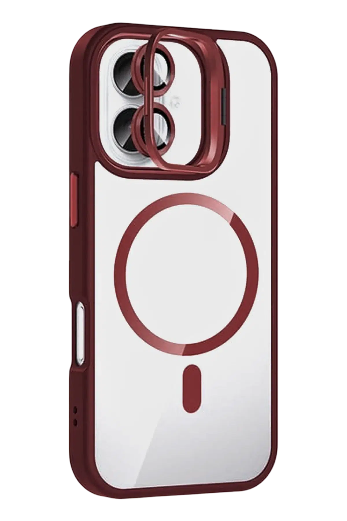 Apple iPhone 16 Remim Lensli Magsafe Standlı Kapak - Bordo
