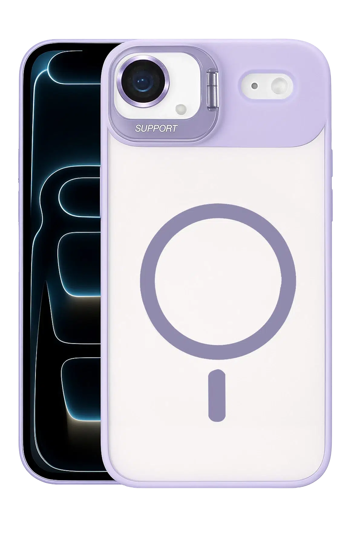 Apple iPhone 17 Air Remim Lensli Magsafe Standlı Kapak - Lila