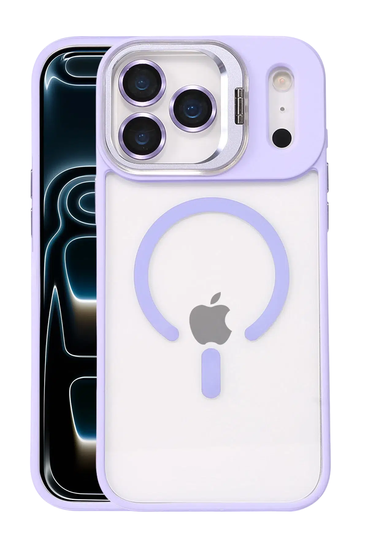 Apple iPhone 17 Pro Remim Lensli Magsafe Standlı Kapak - Lila