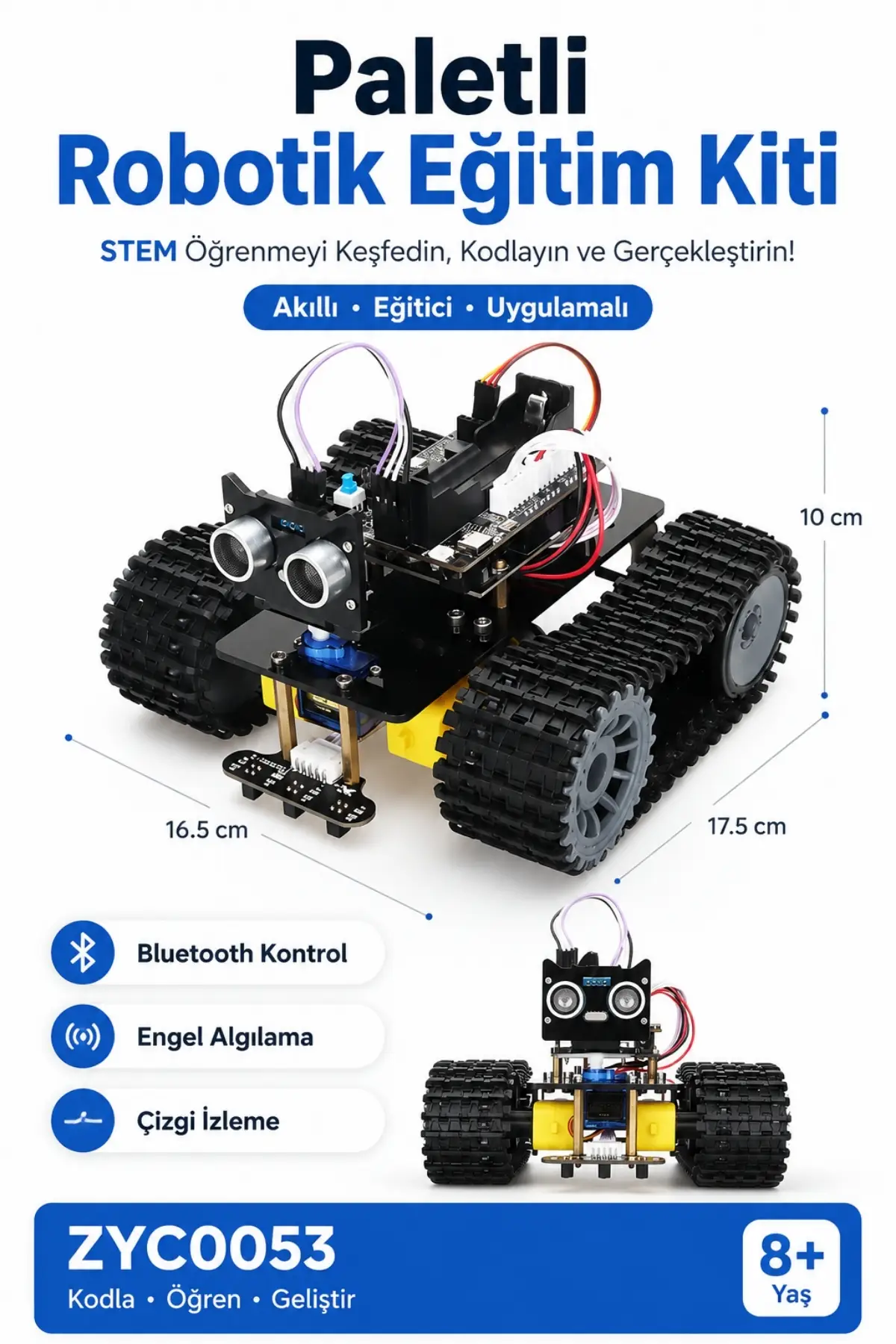 Arduino Robot Araba Kiti 2WD Paletli 38in1 STEM Eğitim Seti Bluetooth Kontrollü Programlanabilir