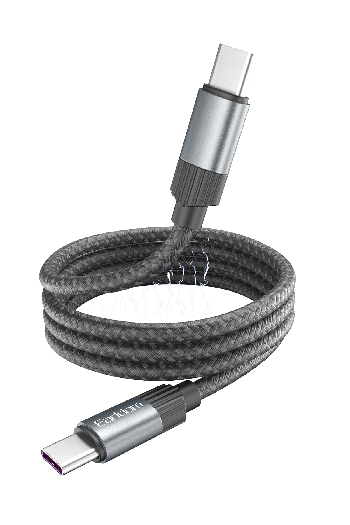 Earldom EC-207CC 1M 60W Type-C to Type-C Mıknatıslı PD Hızlı Şarj Kablosu - Siyah