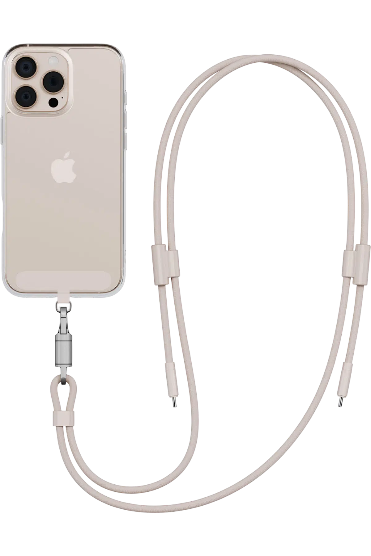 Energea Lasso 240W 1.5M Lanyard Tasarımlı USB-C to USB-C Şarj Kablosu - Krem