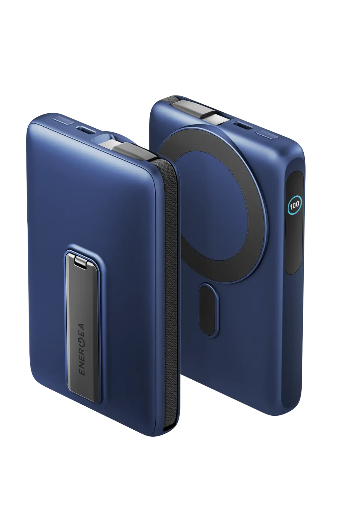 Energea MagPac Ultra 10000mAh Qi2 25W Dahili Kablolu Standlı Manyetik Powerbank - Mavi