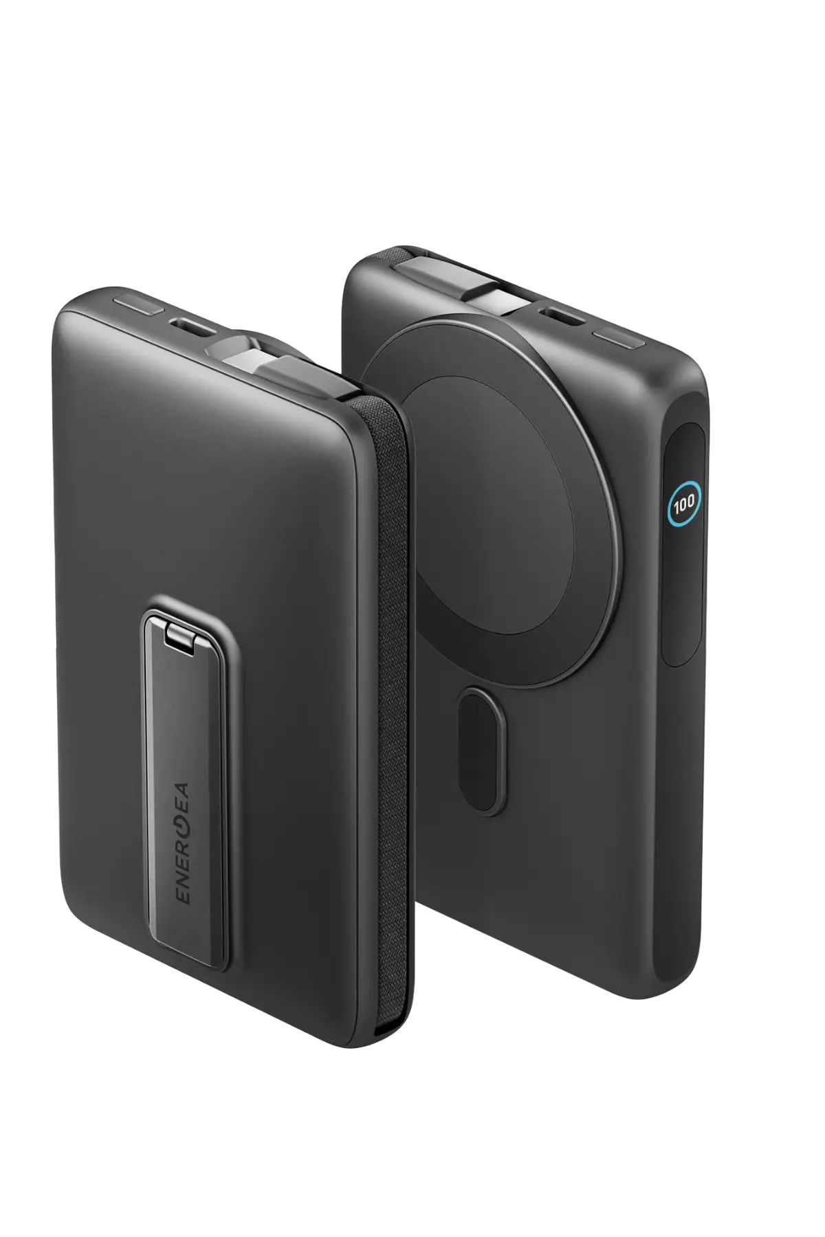 Energea MagPac Ultra 10000mAh Qi2 25W Dahili Kablolu Standlı Manyetik Powerbank - Siyah