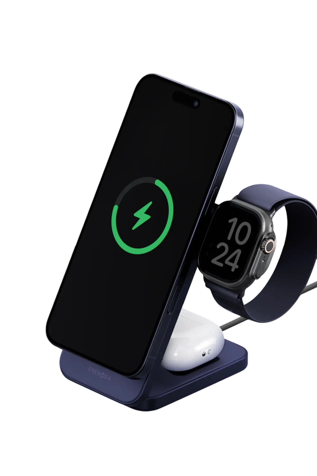 Energea MagTrio 2 3in1 Katlanabilir 25W Telefon Saat Airpods Masaüstü Hızlı Şarj Standı - Lacivert
