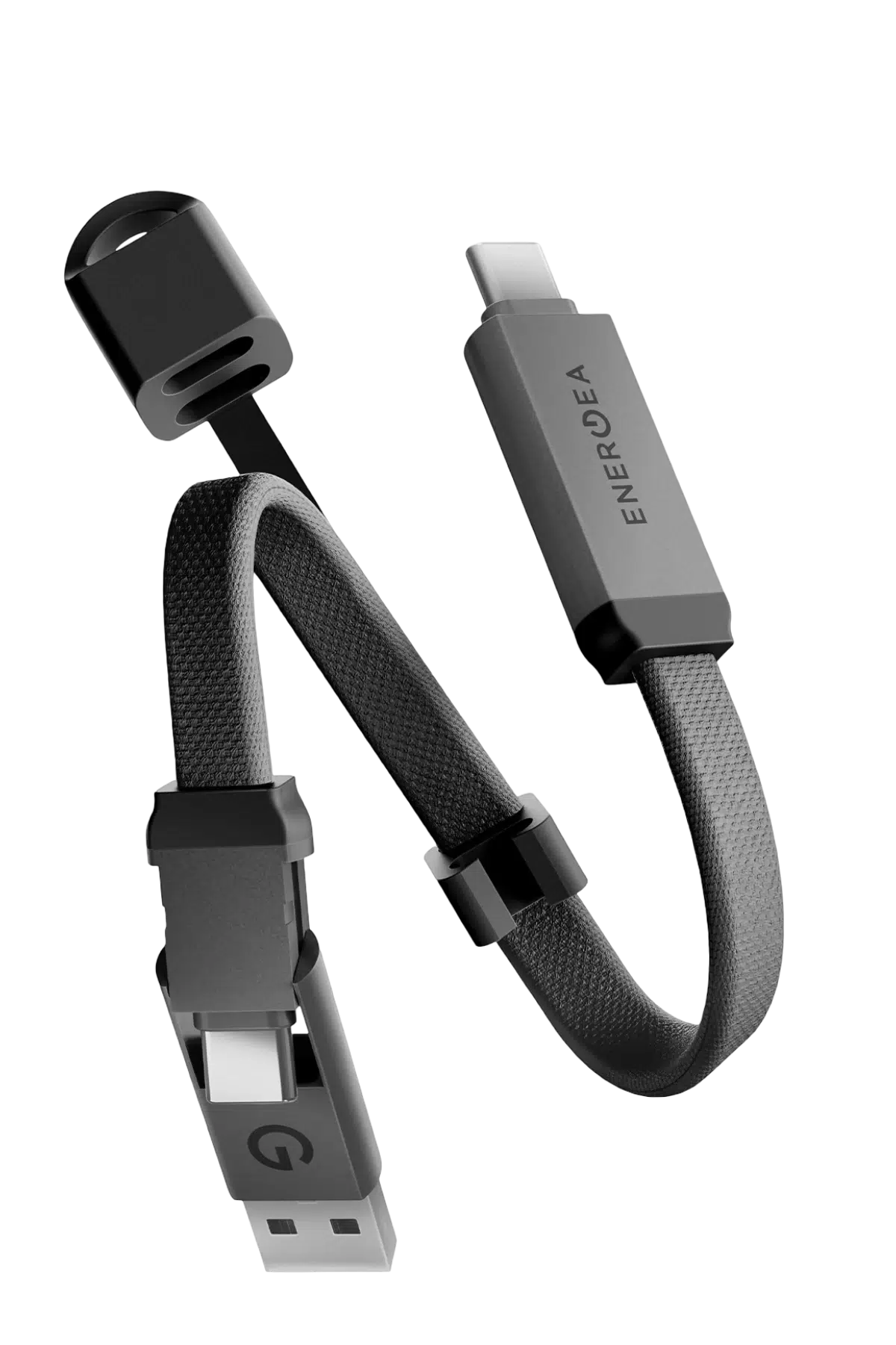 Energea Sheath Key 15cm 60W 2in1 Type-C to Type-C ve USB-A Hızlı Şarj Kablo - Gümüş