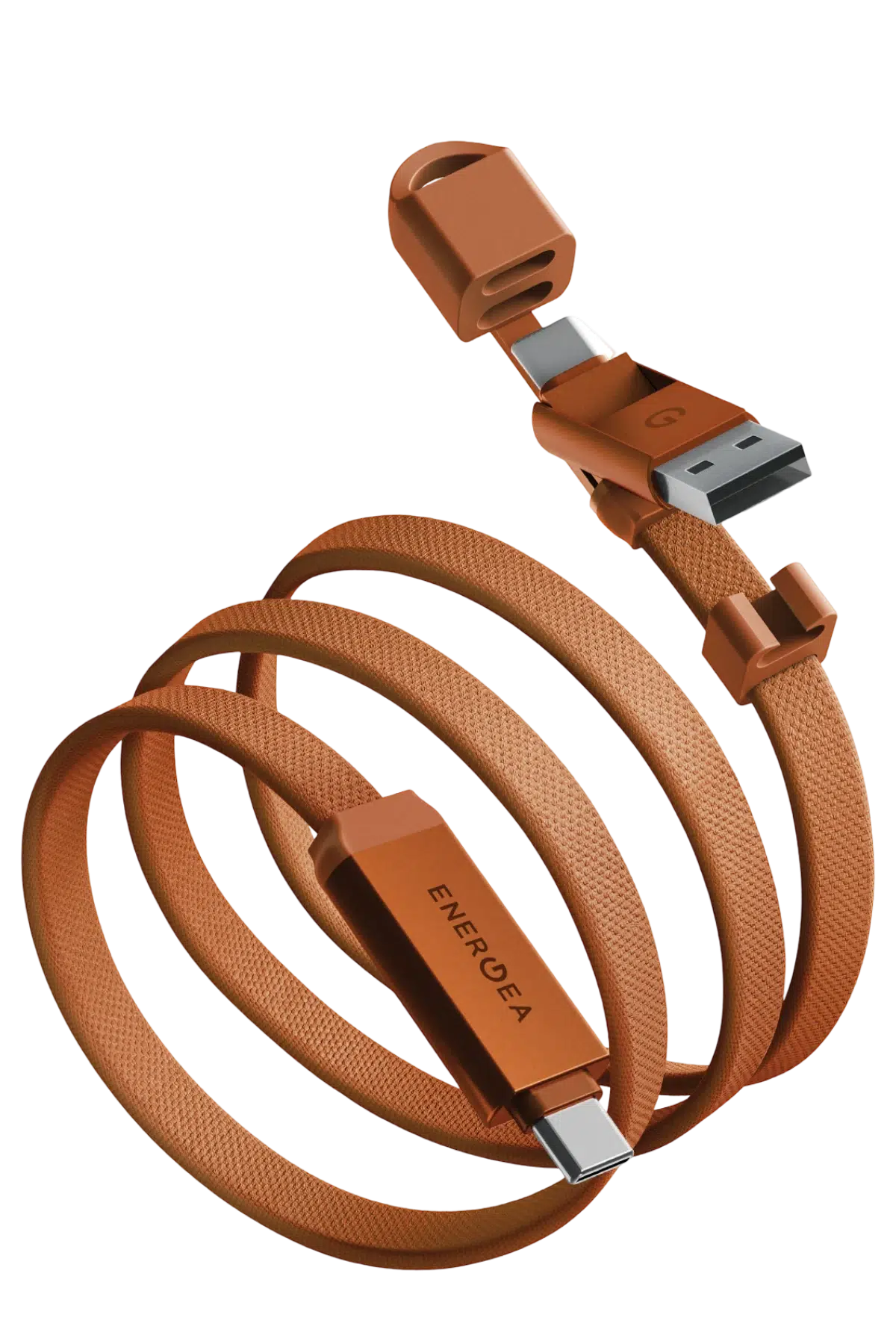 Energea Sheath Travel 1.2M 60W 2in1 Type-C to Type-C ve USB-A Hızlı Şarj Kablo - Turuncu