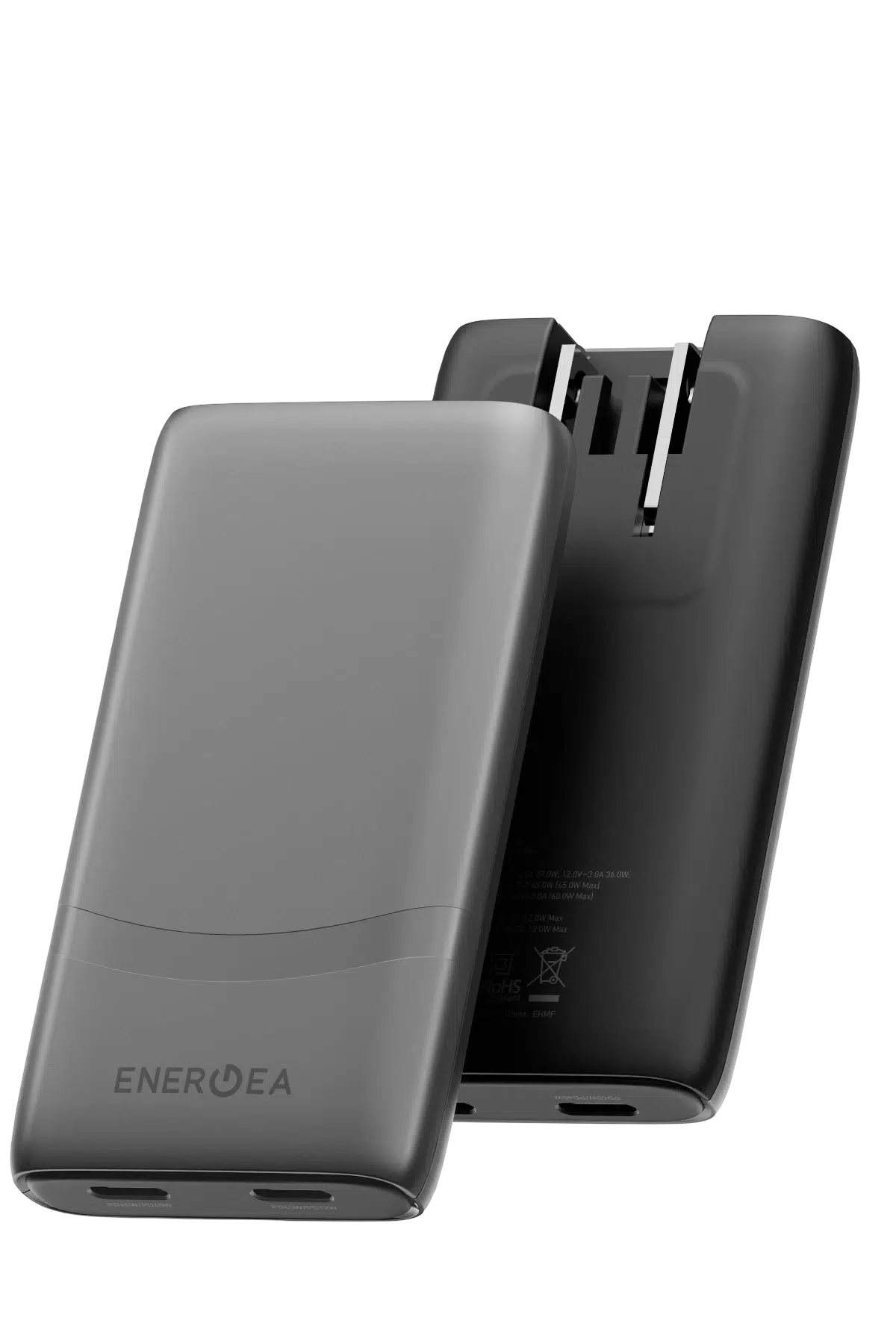 Energea TravelWorld Edge 65 2 Adet 65W USB 3.0 Çıkışlı Universal PD Hızlı Şarj Aleti - Koyu Gri