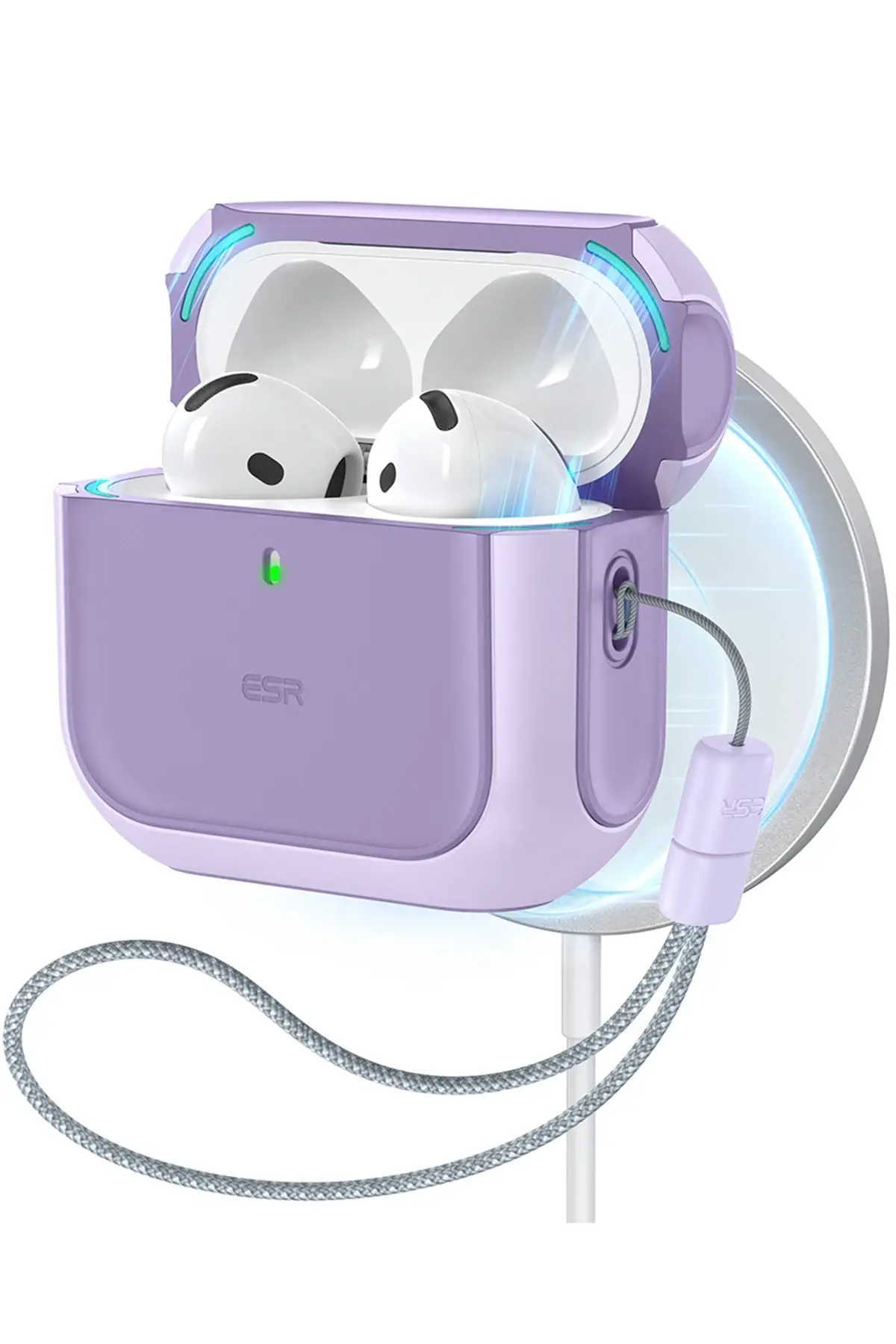 ESR Apple Airpods 4 (4.nesil) Orbit Hybrid Magsafe Şarj Destekli Kılıf - Lila