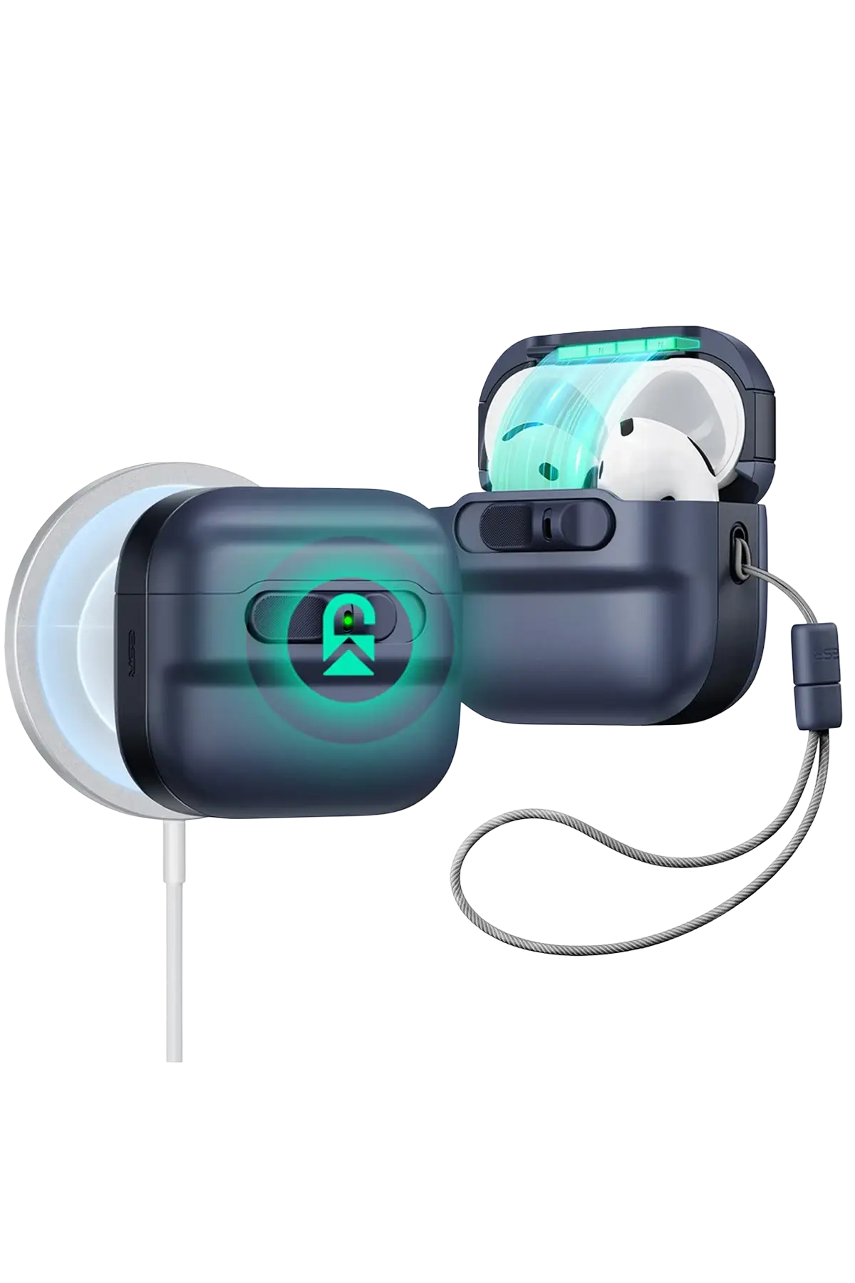 ESR Apple Airpods 4 (4.nesil) Pulse FlickLock Magsafe Şarj Destekli Kilitli Kılıf - Mavi