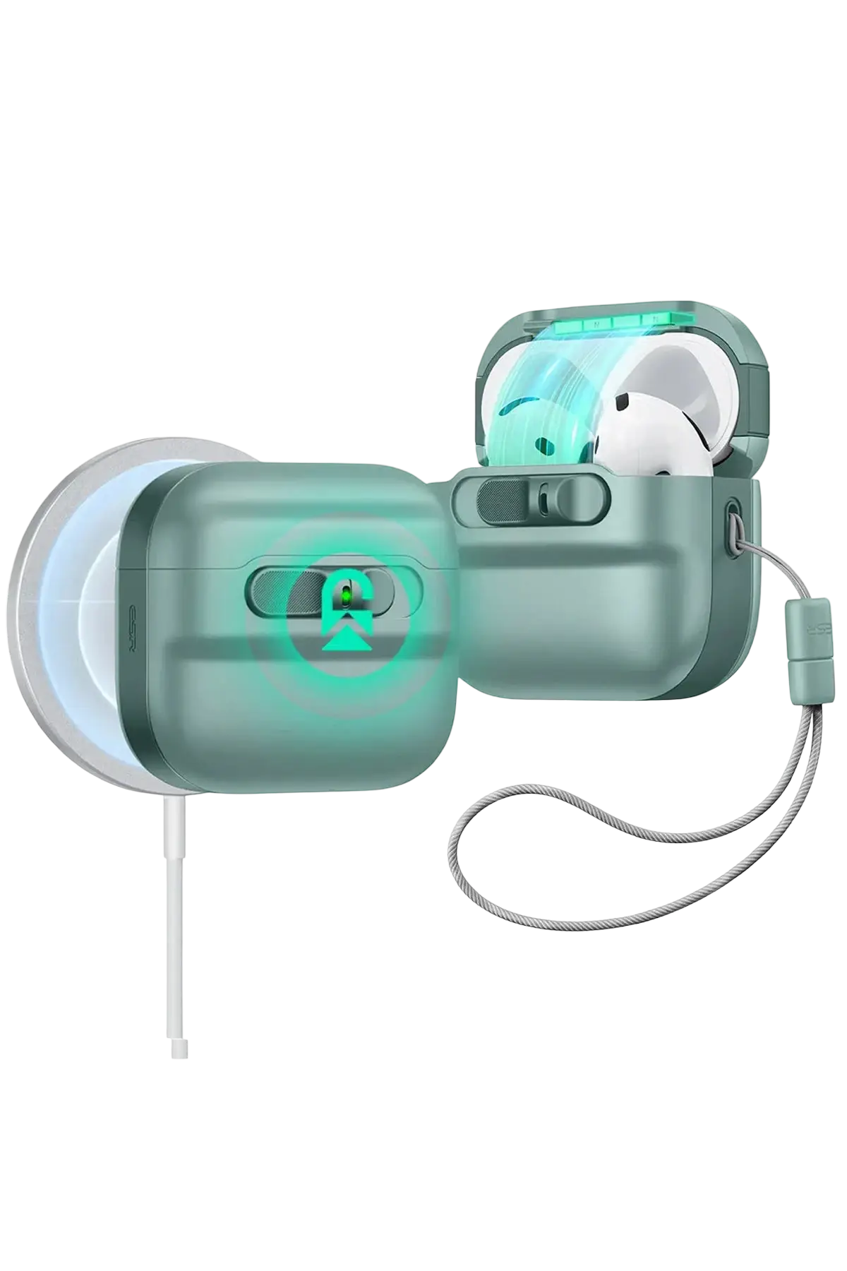 ESR Apple Airpods 4 (4.nesil) Pulse FlickLock Magsafe Şarj Destekli Kilitli Kılıf - Yeşil