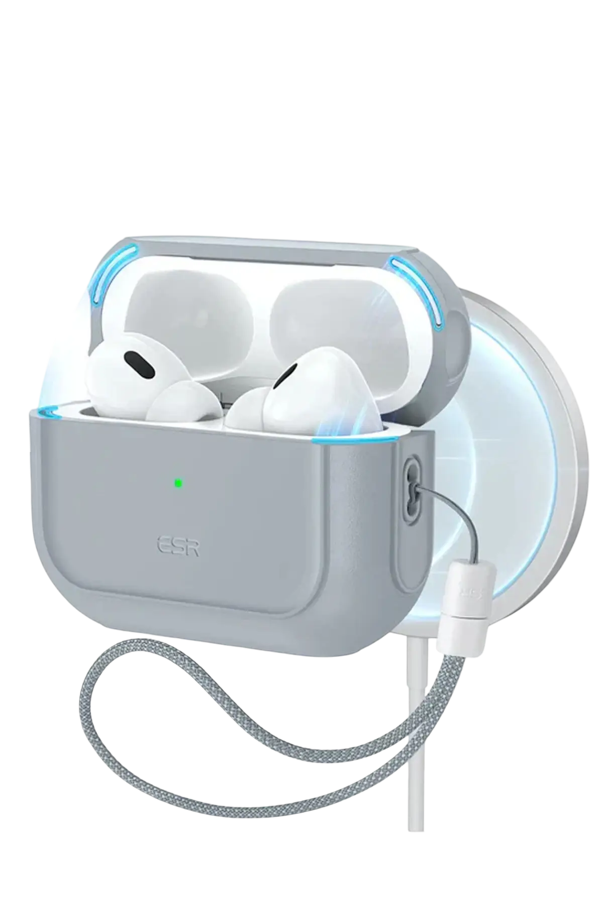 ESR Apple Airpods Pro 2 (2.Nesil) Orbit Hybrid Magsafe Şarj Destekli Kılıf - Titan Gri