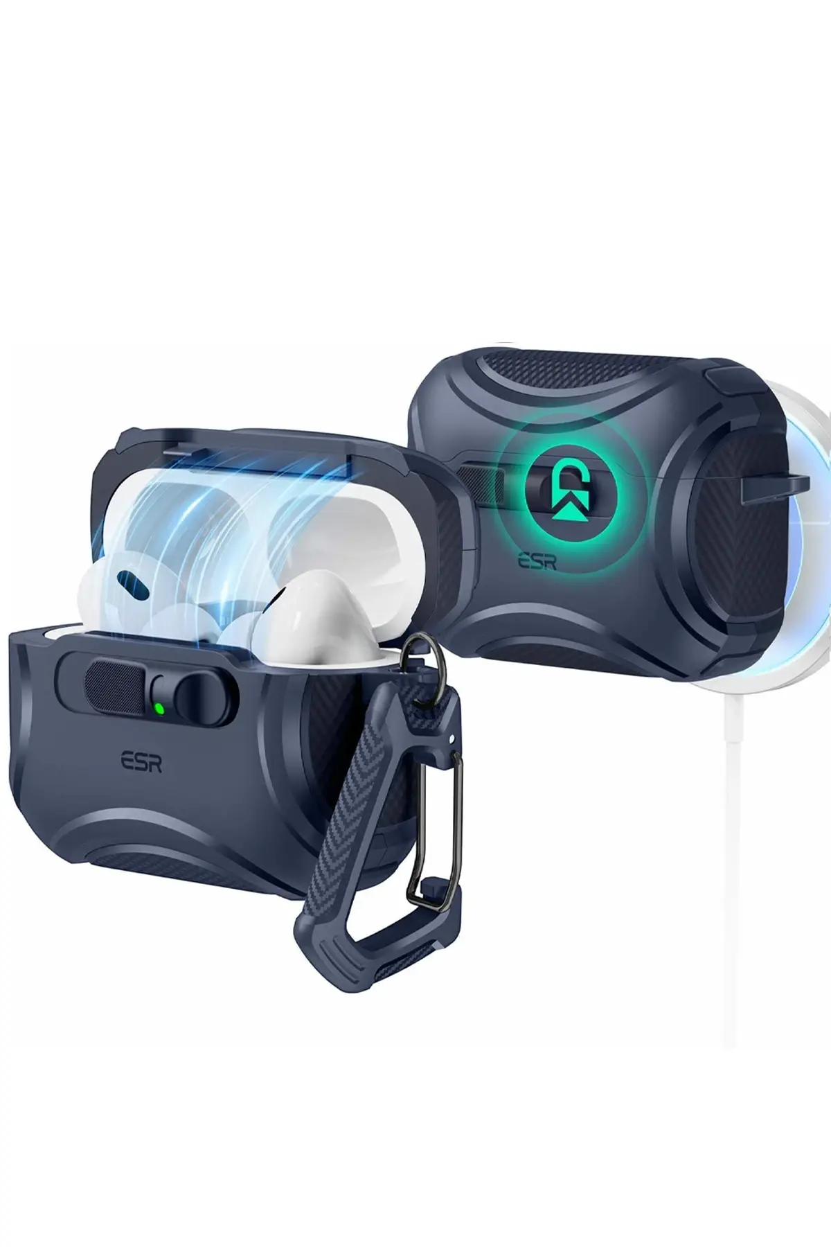 ESR Apple Airpods Pro 3 (3.nesil) Cyber FlickLock Magsafe Şarj Destekli Kilitli Kılıf - Lacivert