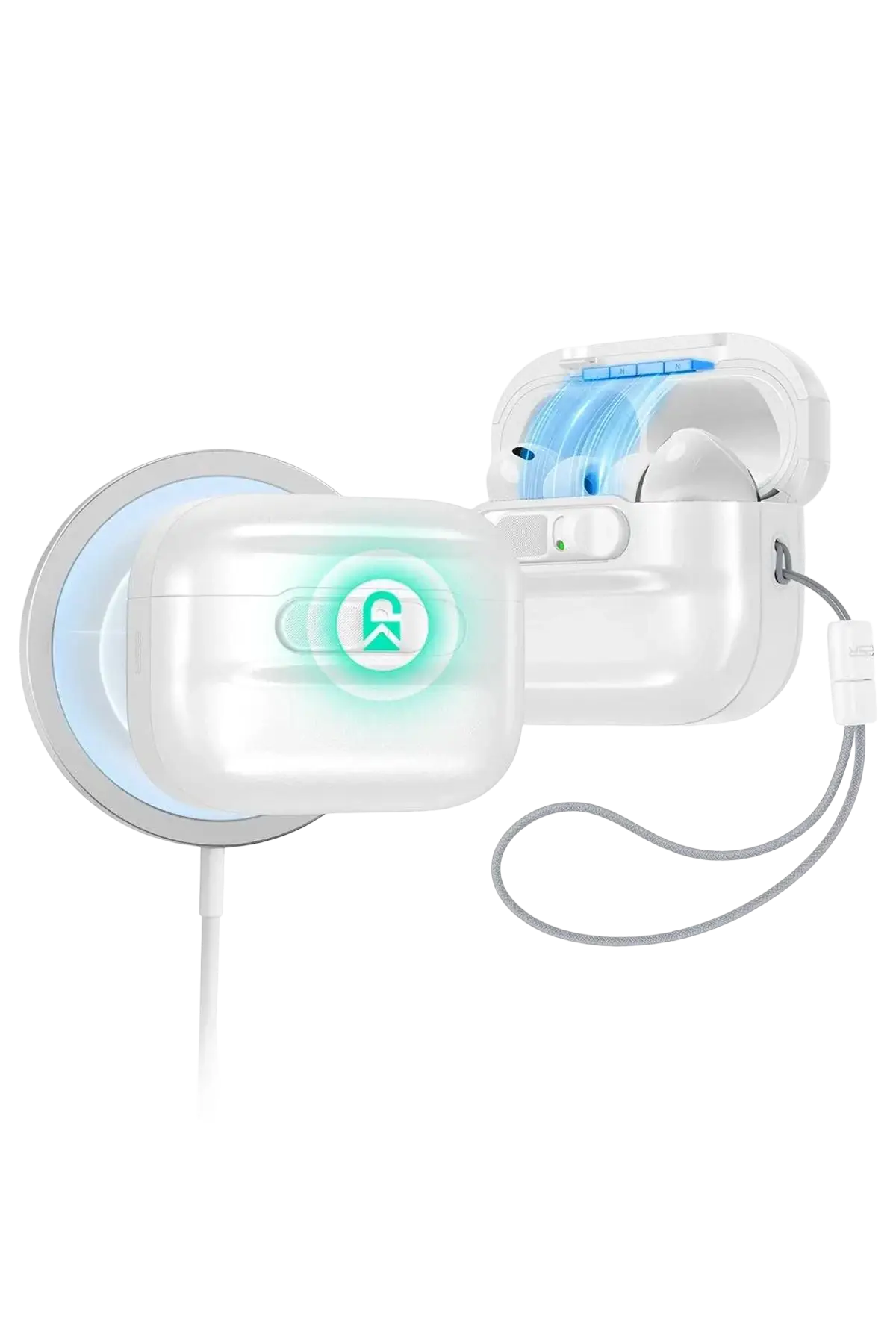 ESR Apple Airpods Pro 3 (3.Nesil) Pulse FlickLock Magsafe Şarj Destekli Kilitli Kılıf - Beyaz