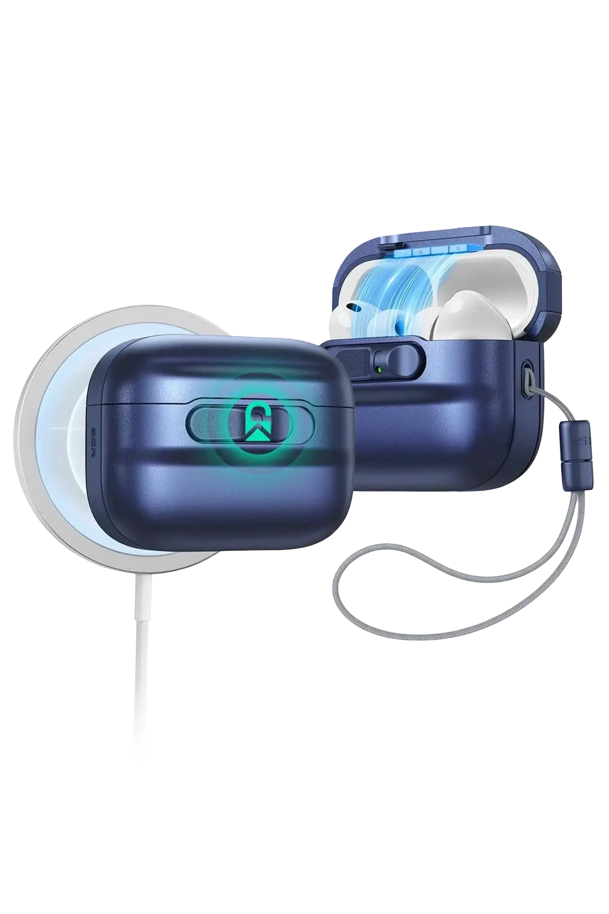 ESR Apple Airpods Pro 3 (3.Nesil) Pulse FlickLock Magsafe Şarj Destekli Kilitli Kılıf - Lacivert