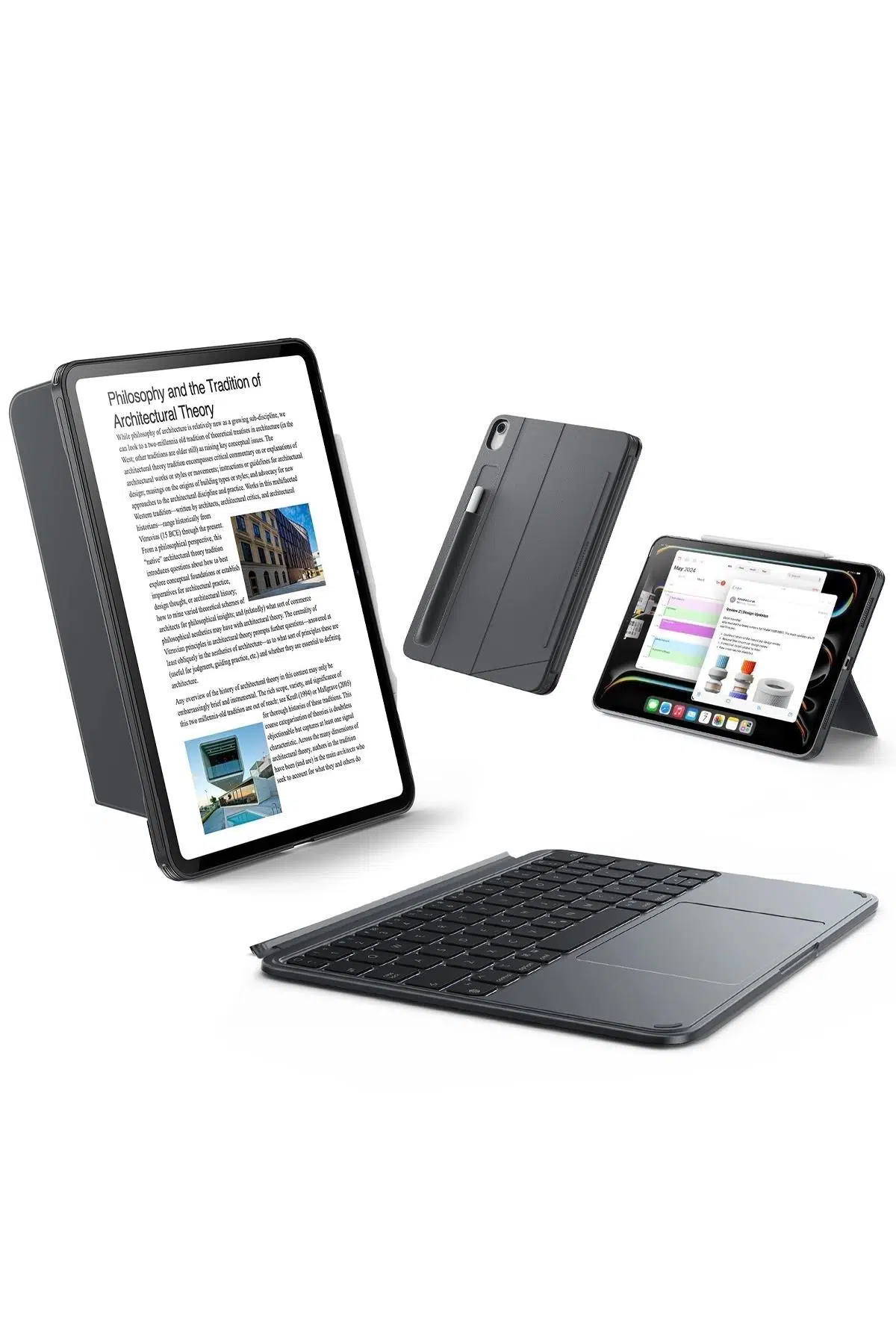 ESR Apple iPad 2022 10.9 (10.nesil) Shift Manyetik Klavyeli Tablet Kılıfı - Koyu Gri