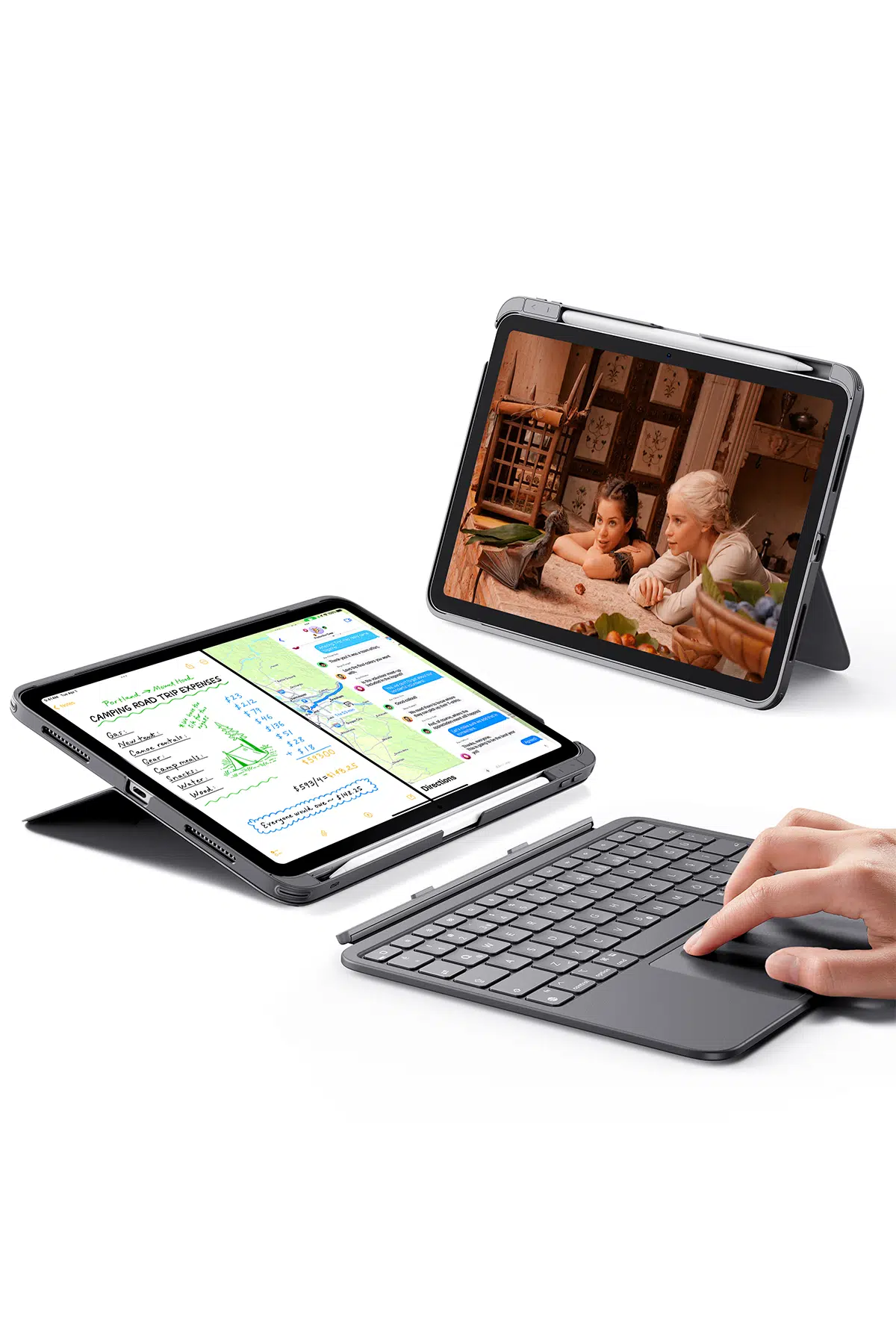ESR Apple iPad Air 11 (2024) Flex Klavyeli Tablet Kılıfı - Gri