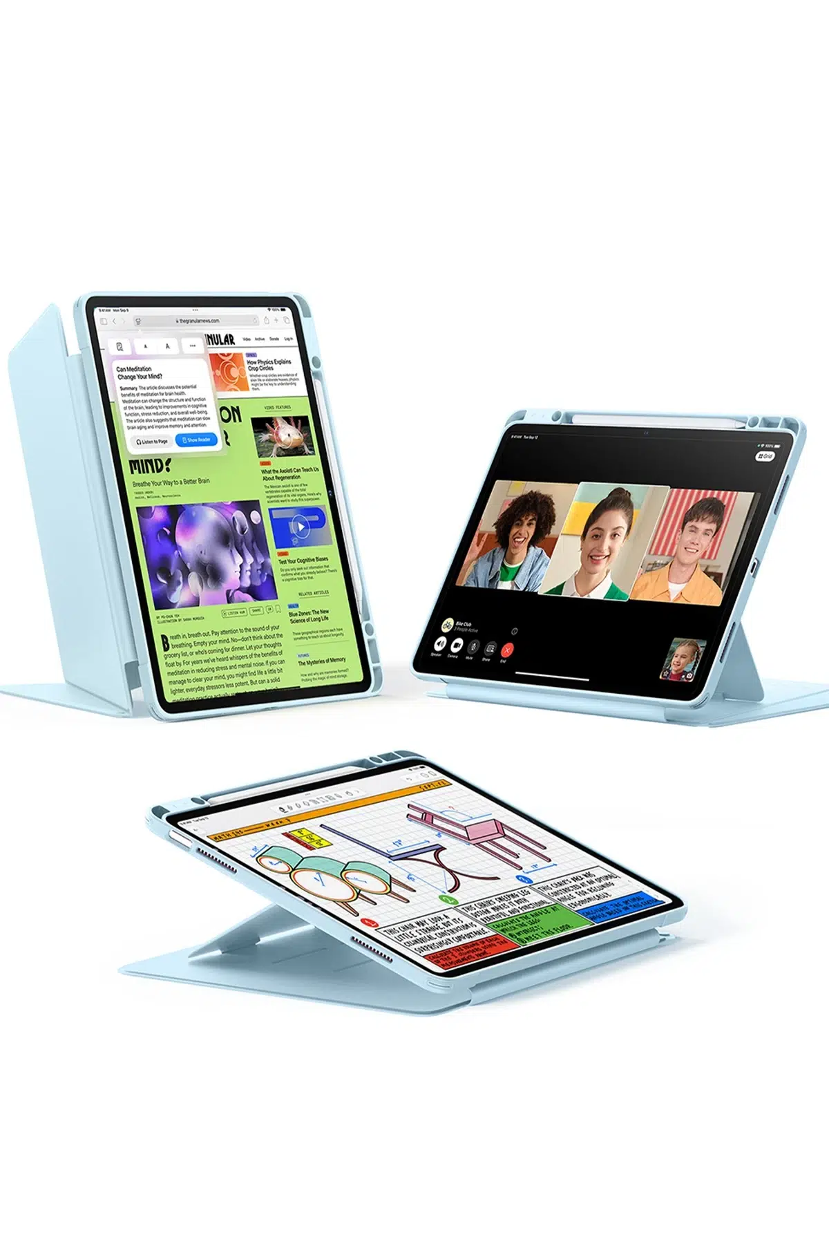 ESR Apple iPad Air 13 (2024) Flip Hybrid Kalemlikli Tablet Kılıfı - Açık Mavi