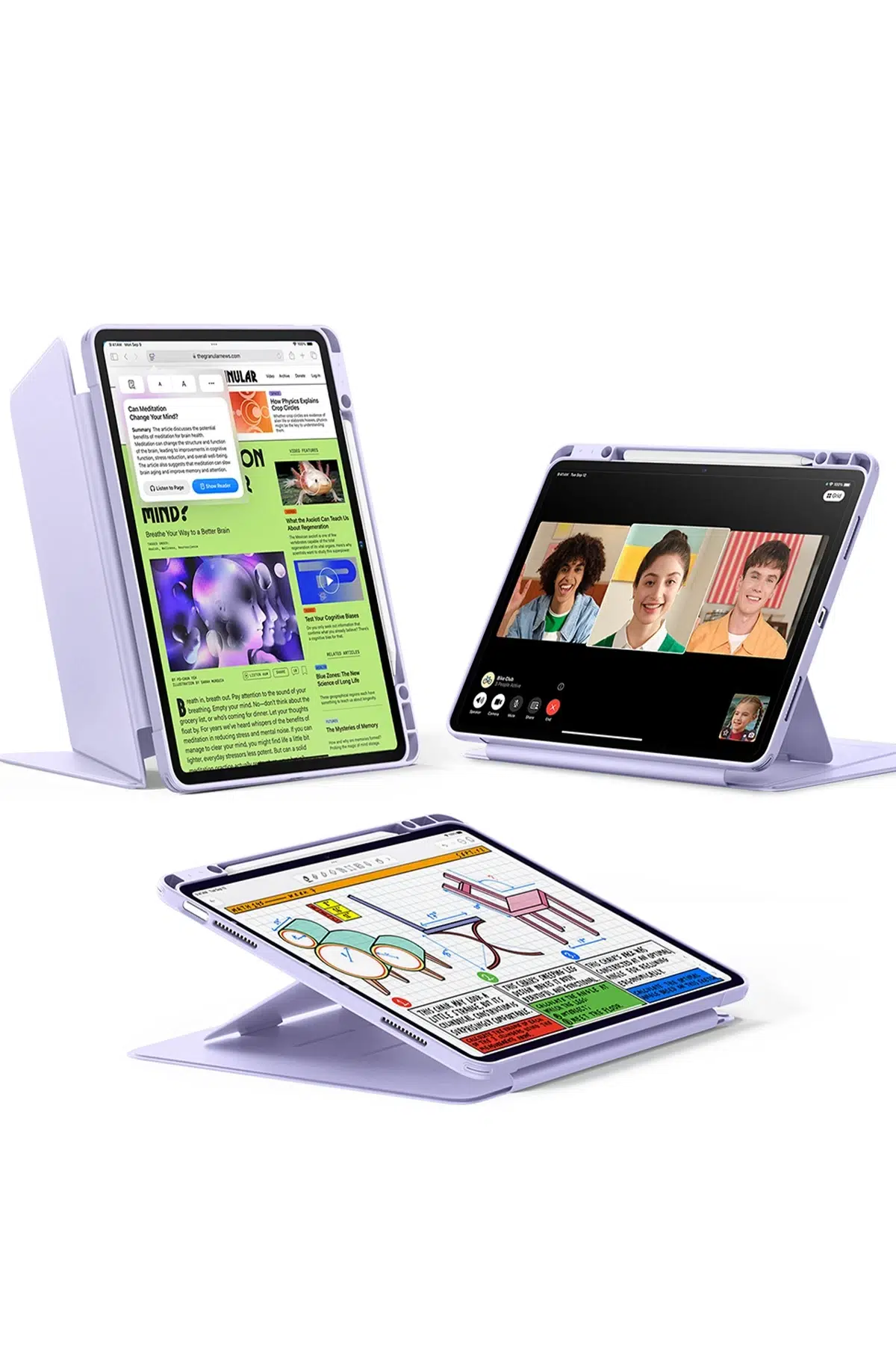 ESR Apple iPad Air 13 (2024) Flip Hybrid Kalemlikli Tablet Kılıfı - Mor