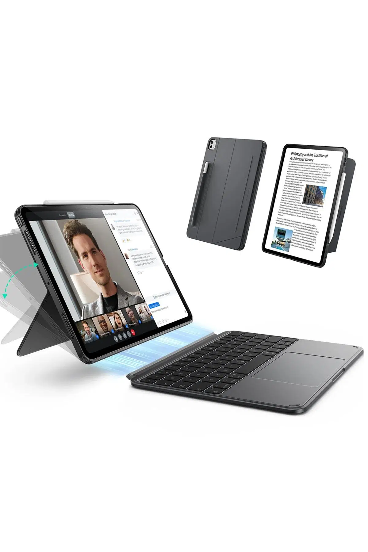 ESR Apple iPad Pro 11 (2024) Shift Manyetik Klavyeli Tablet Kılıfı - Koyu Gri