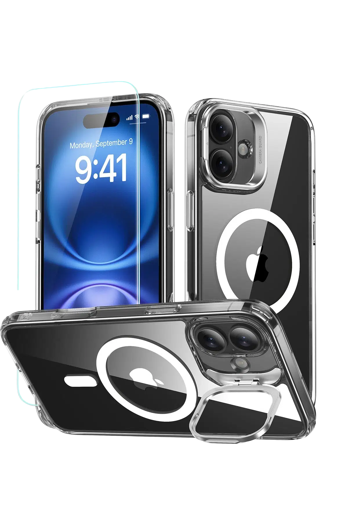 ESR Apple iPhone 16 Classic Hybrid Magsafe Standlı Kapak + Cam Hediyeli Set - Şeffaf