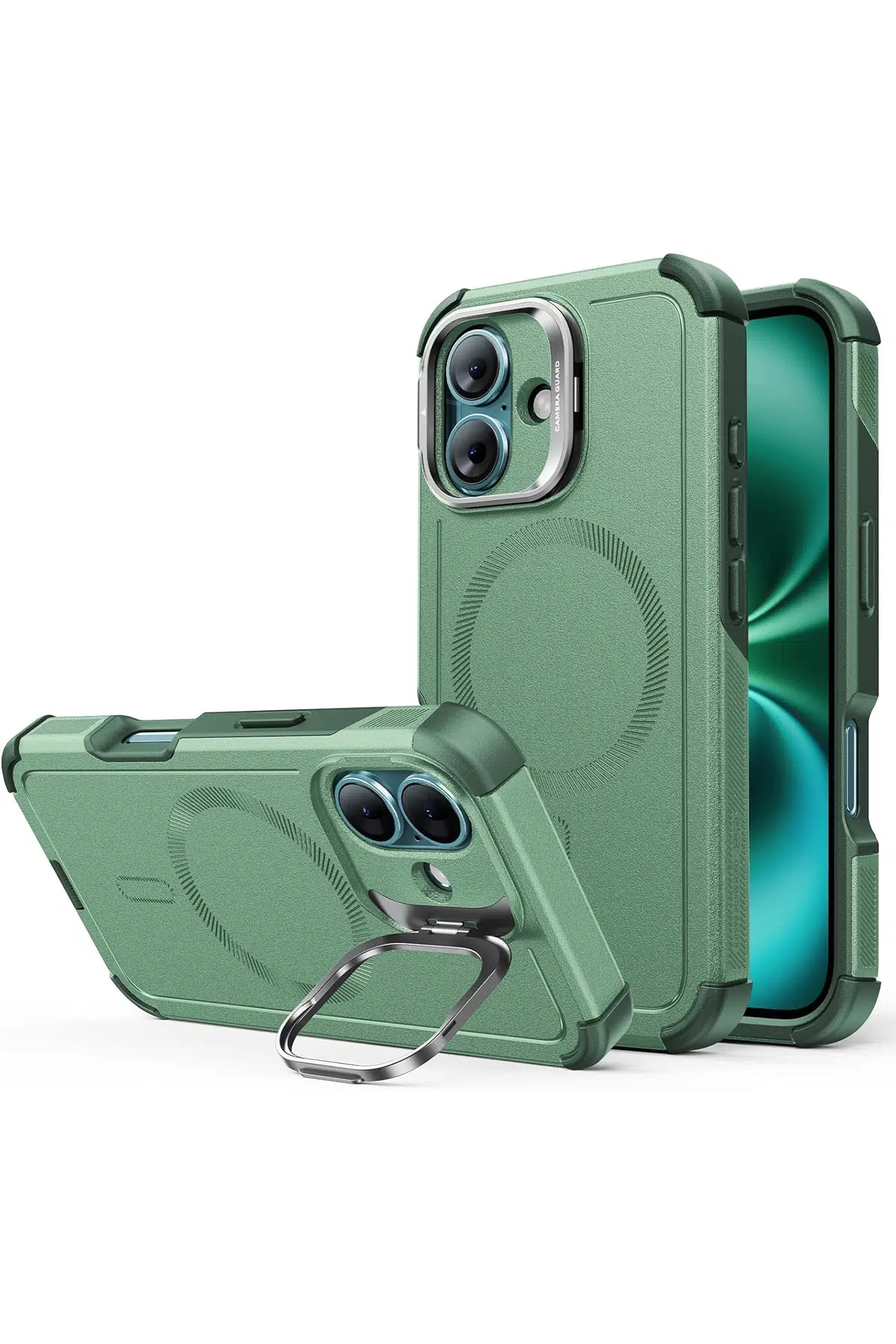 ESR Apple iPhone 16 Cyber Tough Magsafe Stantlı Kapak - Yeşil