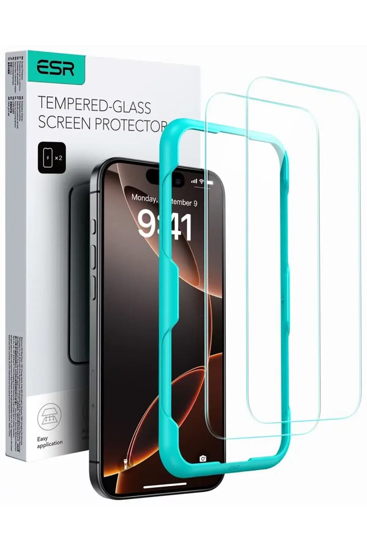 ESR Apple iPhone 16 Plus Tempered 2 Adet Cam Ekran Koruyucu - Şeffaf