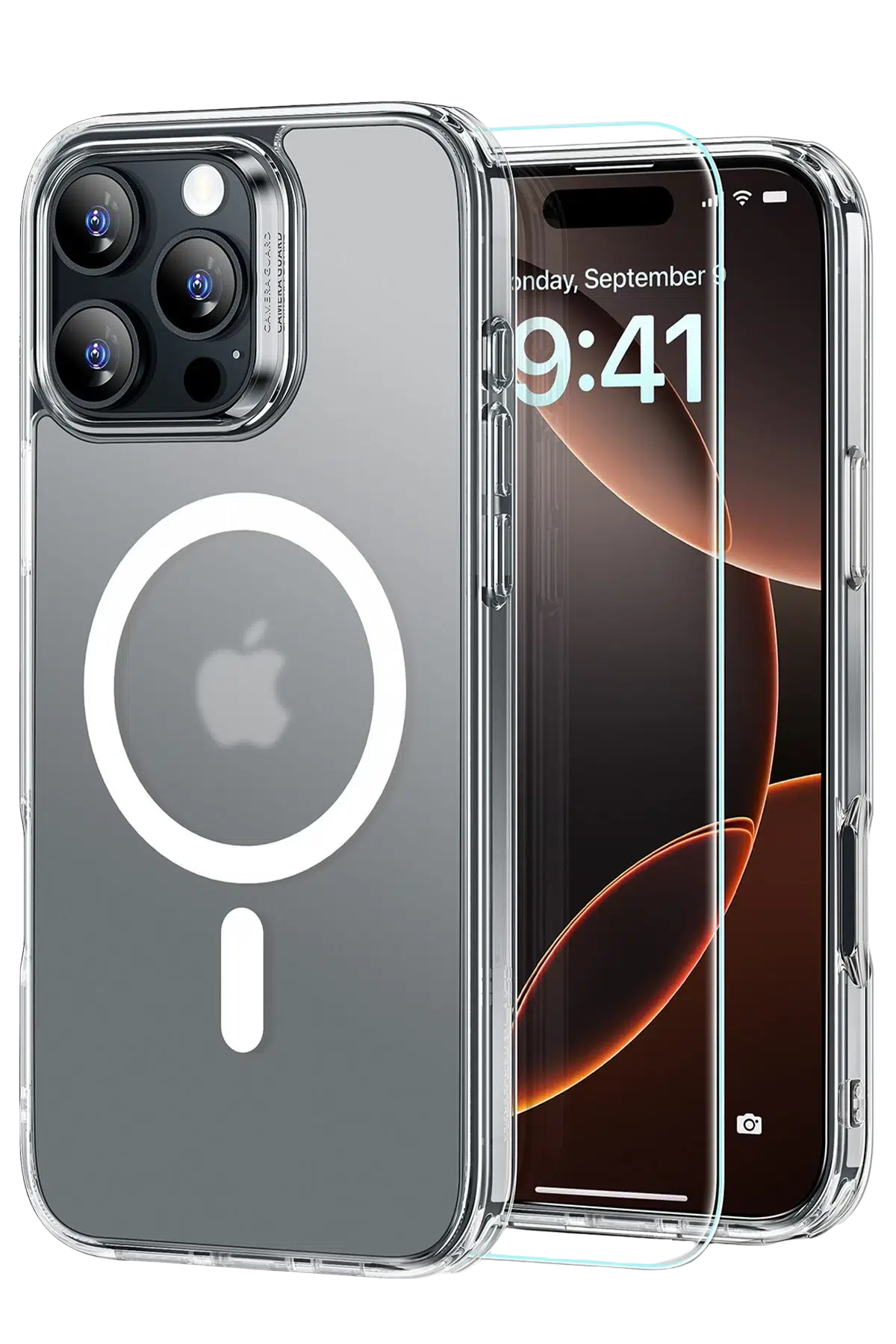 ESR Apple iPhone 16 Pro Max Classic Hybrid Magsafe Kapak + Cam Hediyeli Set - Buzlu Şeffaf