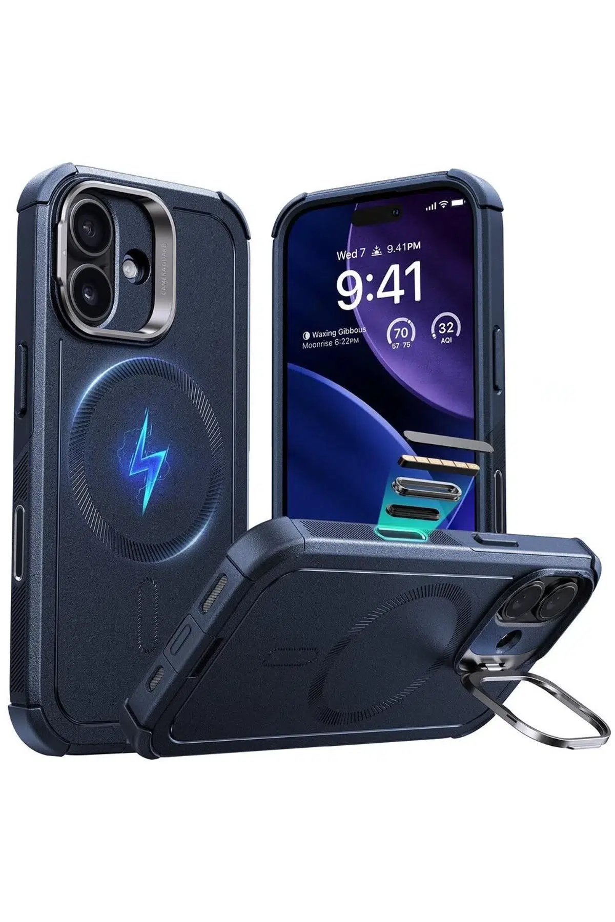 ESR Apple iPhone 17 Cyber Tough Magsafe Stantlı Kapak - Lacivert