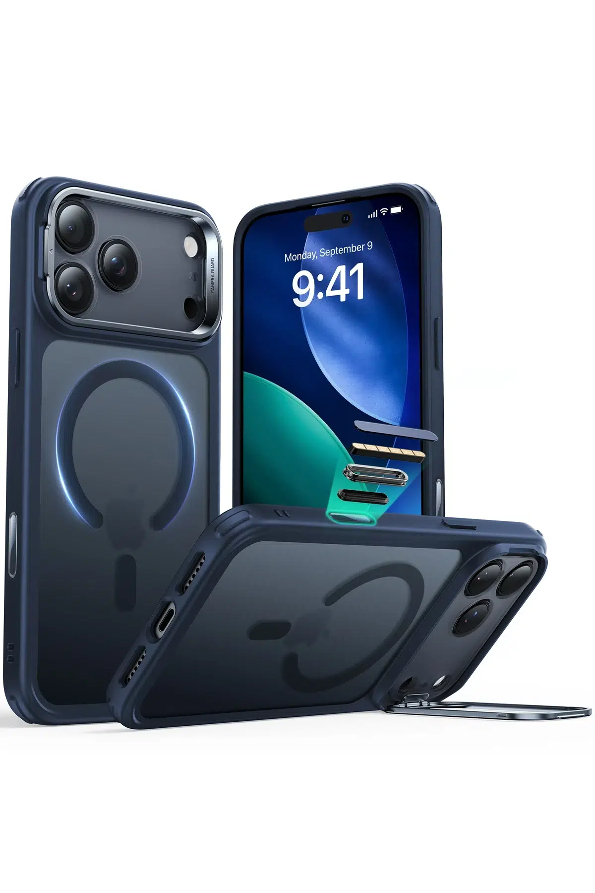 ESR Apple iPhone 17 Pro Classic Hybrid Magsafe Standlı Kapak - Mavi