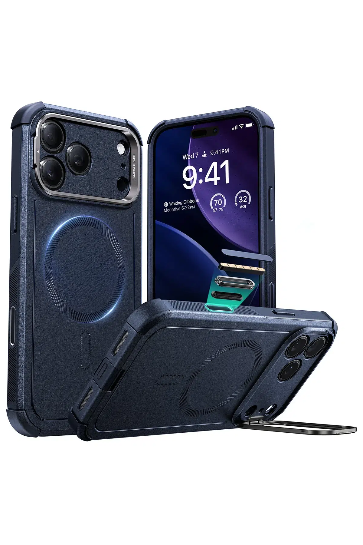 ESR Apple iPhone 17 Pro Cyber Tough Magsafe Stantlı Kapak - Lacivert