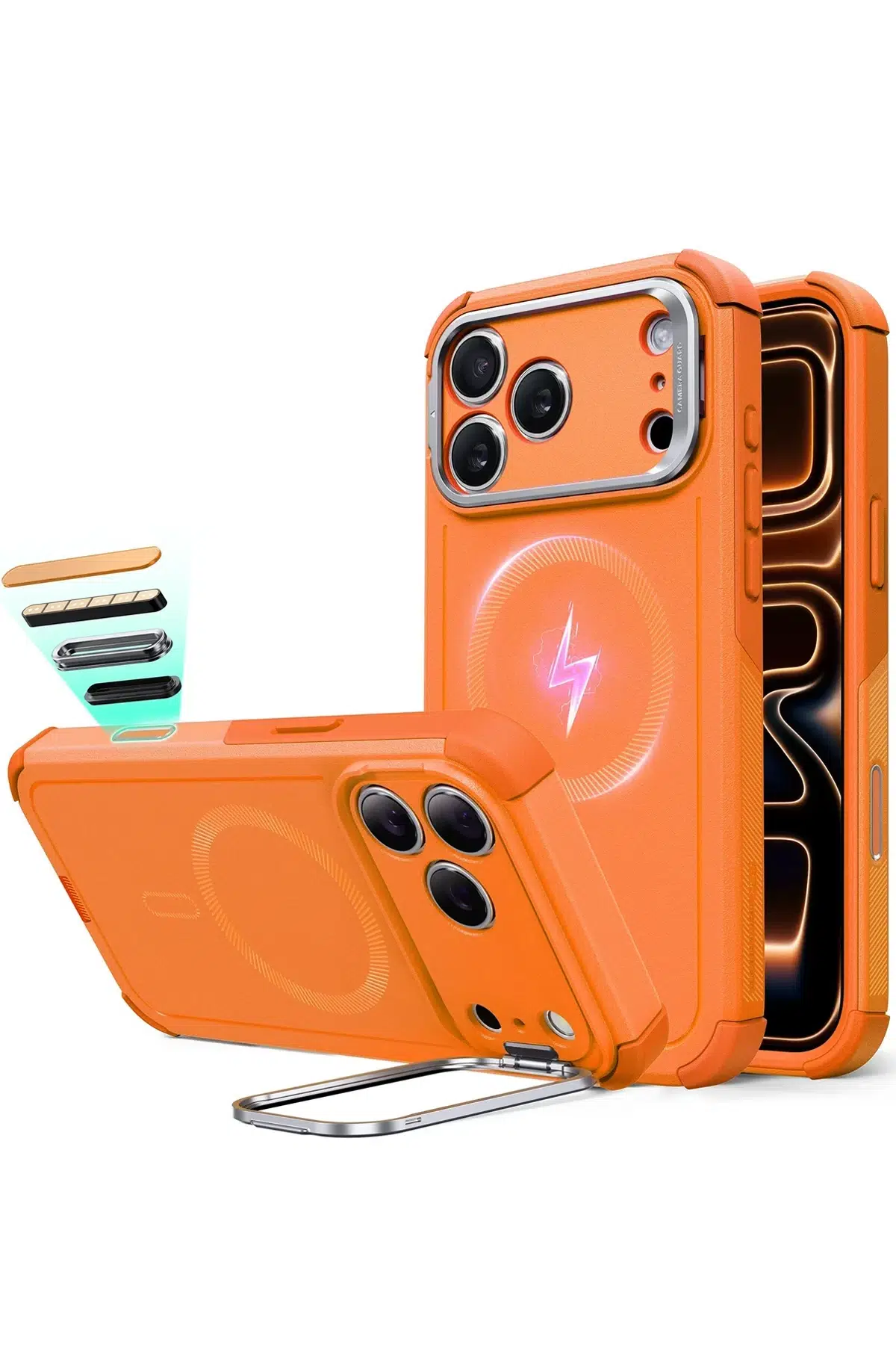 ESR Apple iPhone 17 Pro Cyber Tough Magsafe Stantlı Kapak - Turuncu