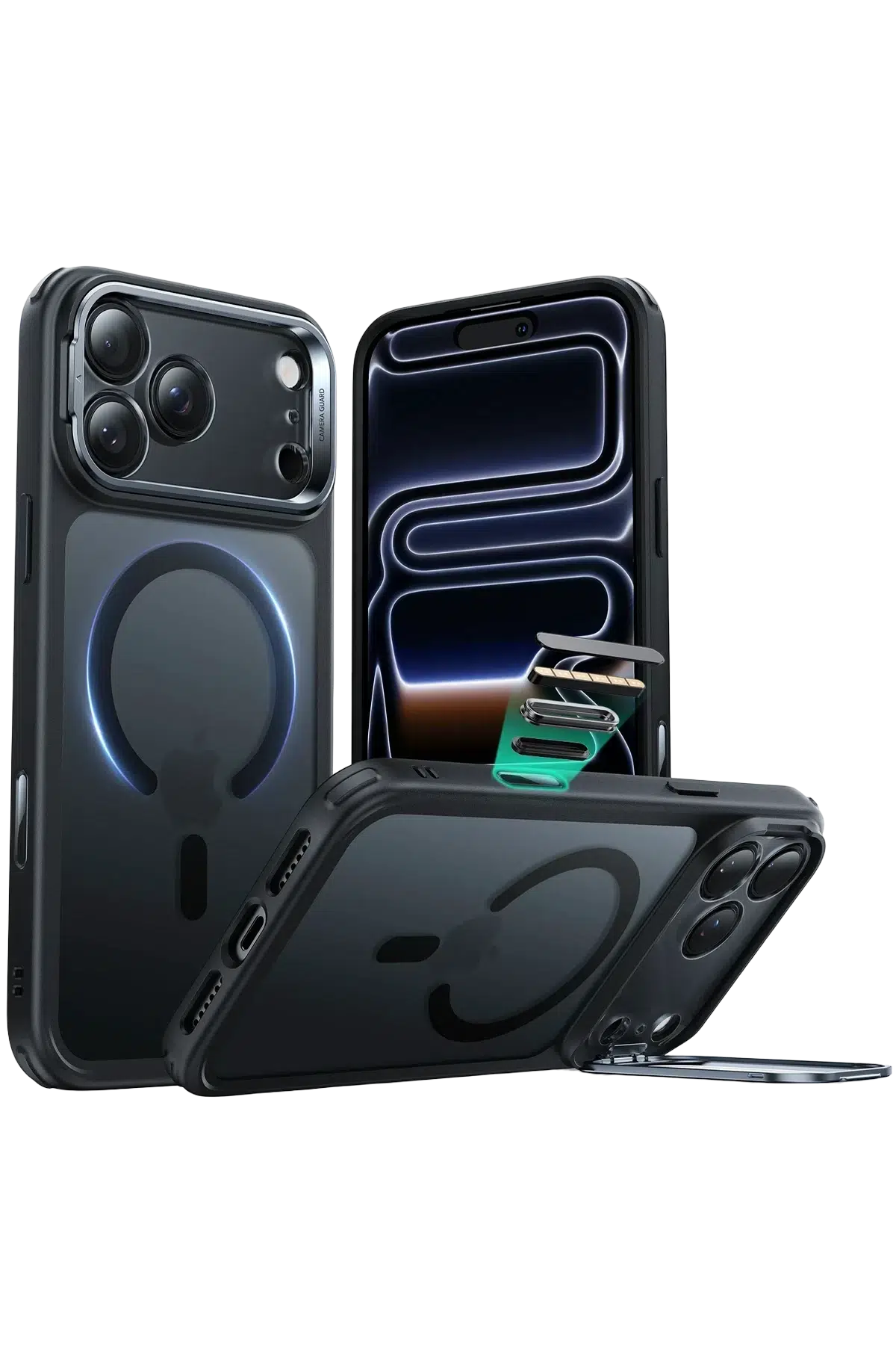 ESR Apple iPhone 17 Pro Max Classic Hybrid Magsafe Standlı Kapak - Buzlu Siyah