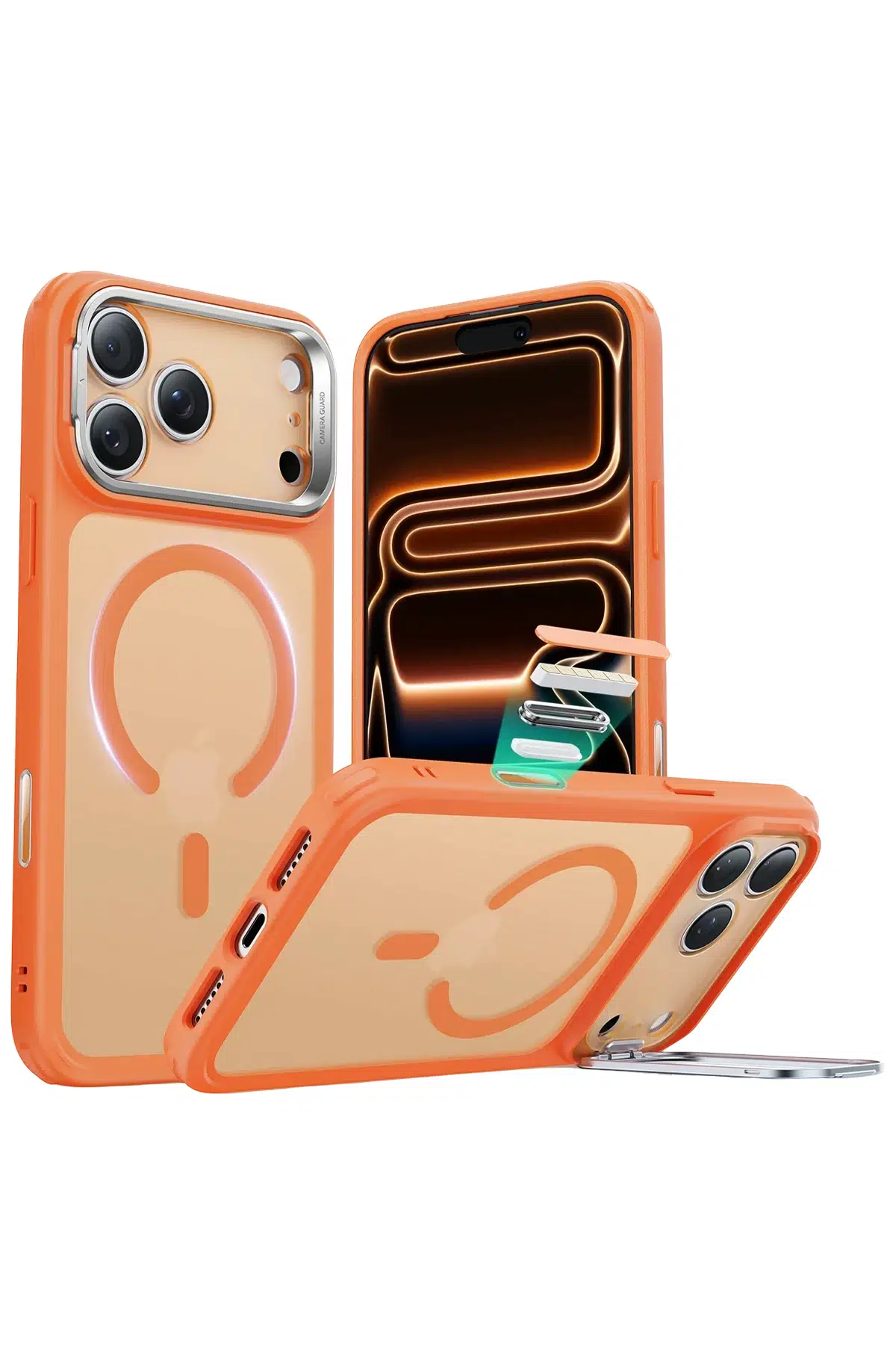 ESR Apple iPhone 17 Pro Max Classic Hybrid Magsafe Standlı Kapak - Frosted Orange