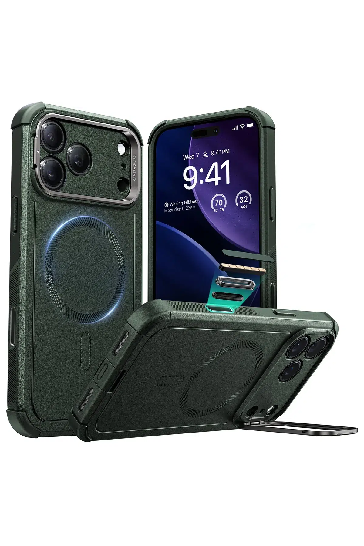 ESR Apple iPhone 17 Pro Max Cyber Tough Magsafe Stantlı Kapak - Yeşil