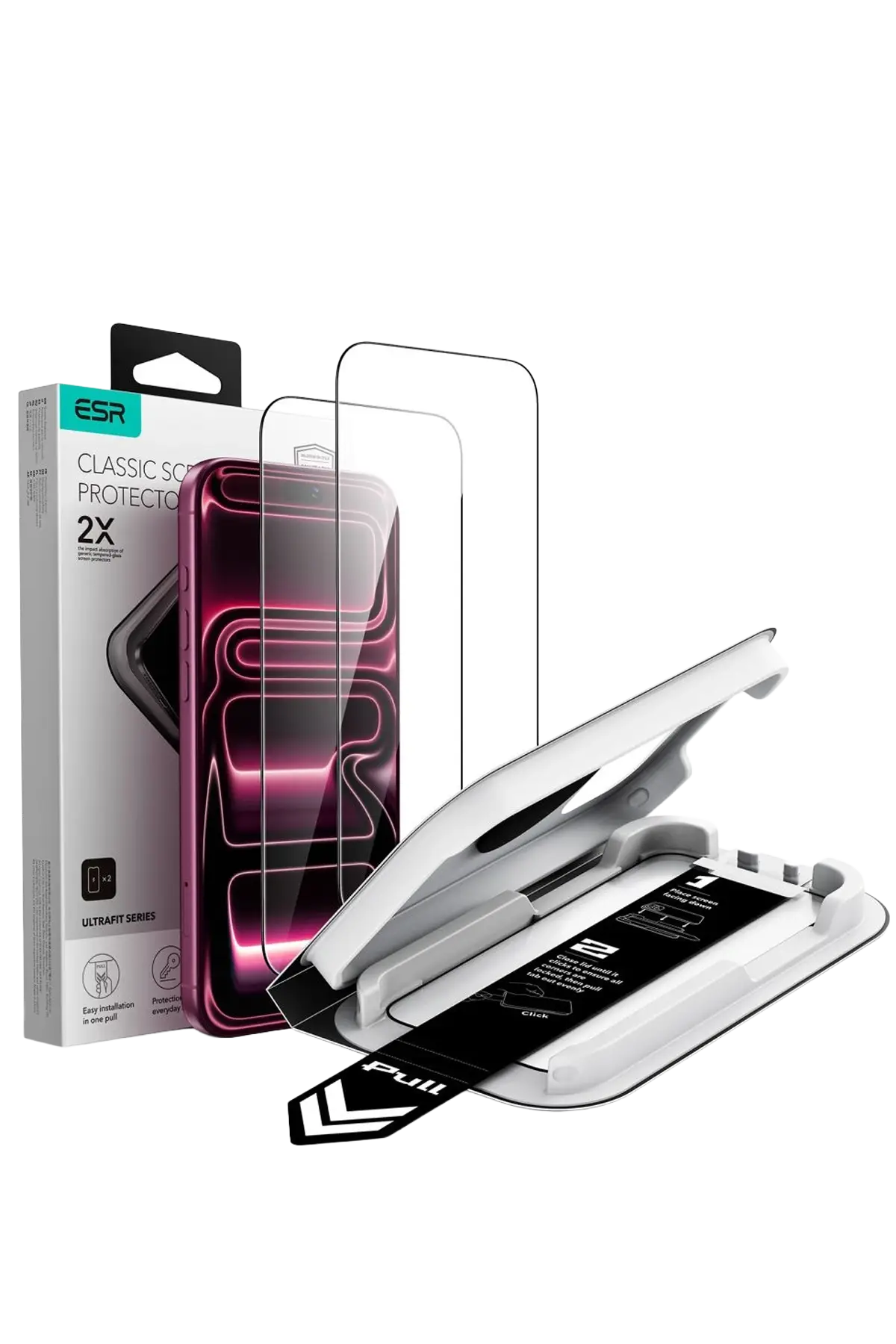 ESR Apple iPhone 18 Pro/17 Pro UltraFit Classic 2 Adet Cam Ekran Koruyucu - Siyah