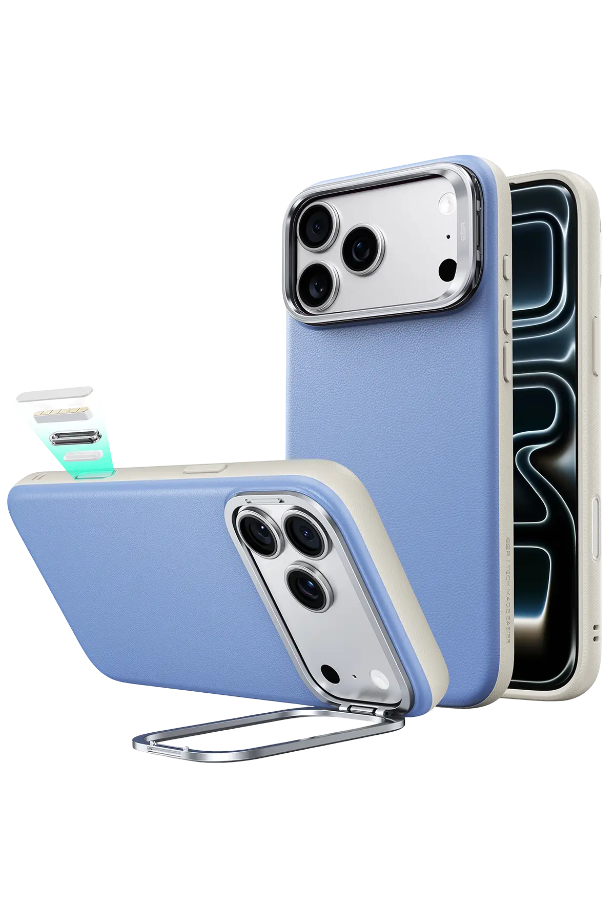 ESR iPhone 18 Pro Max/17 Pro Max Atelier MagneticSafe Standlı Kapak - Açık Mavi