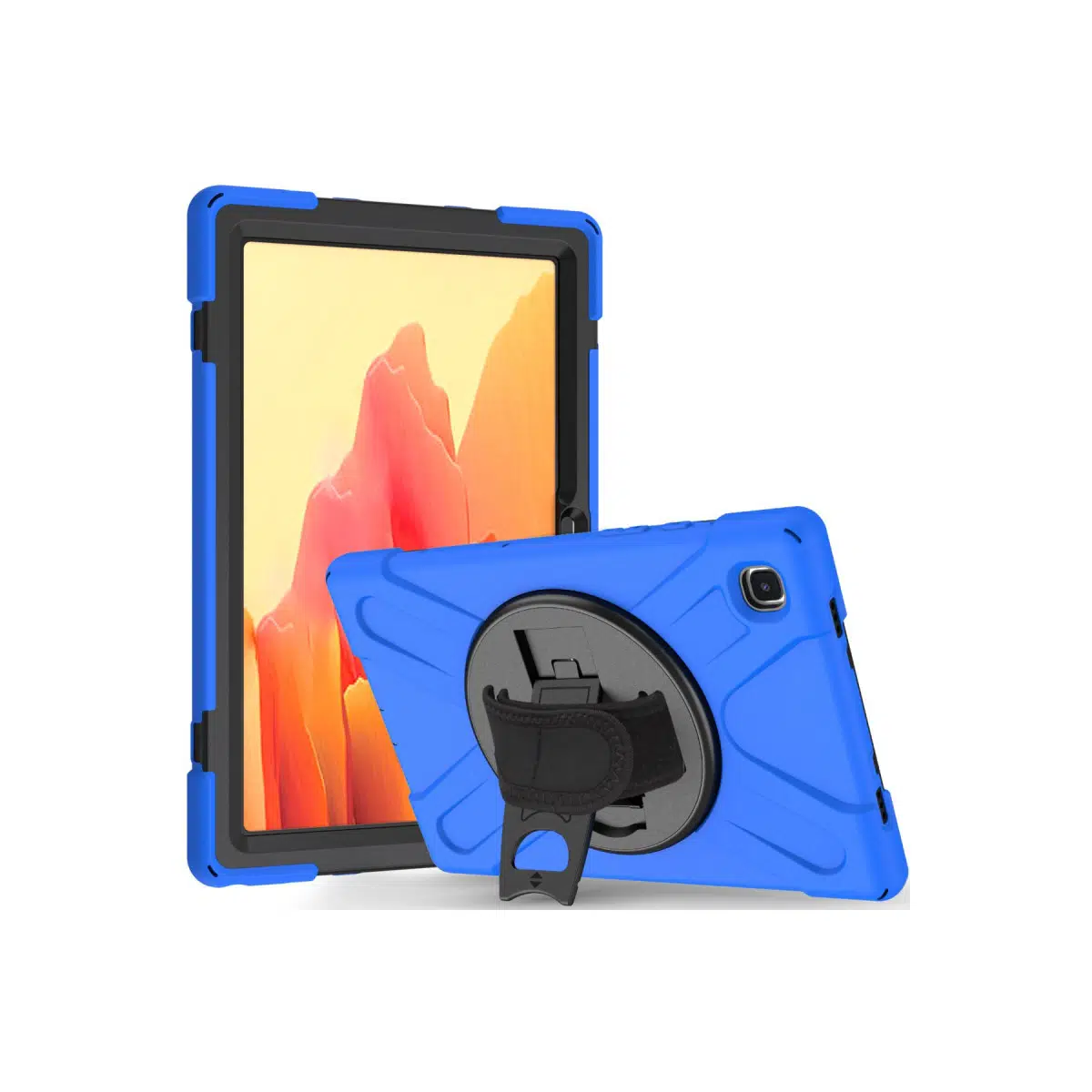 Fuchsia Galaxy Tab A7 Lite 8.7 T220 Uyumlu Defender Zırh Tablet Kılıfı Askılı 360° Dönebilir Standlı Tam Koruma - Mavi