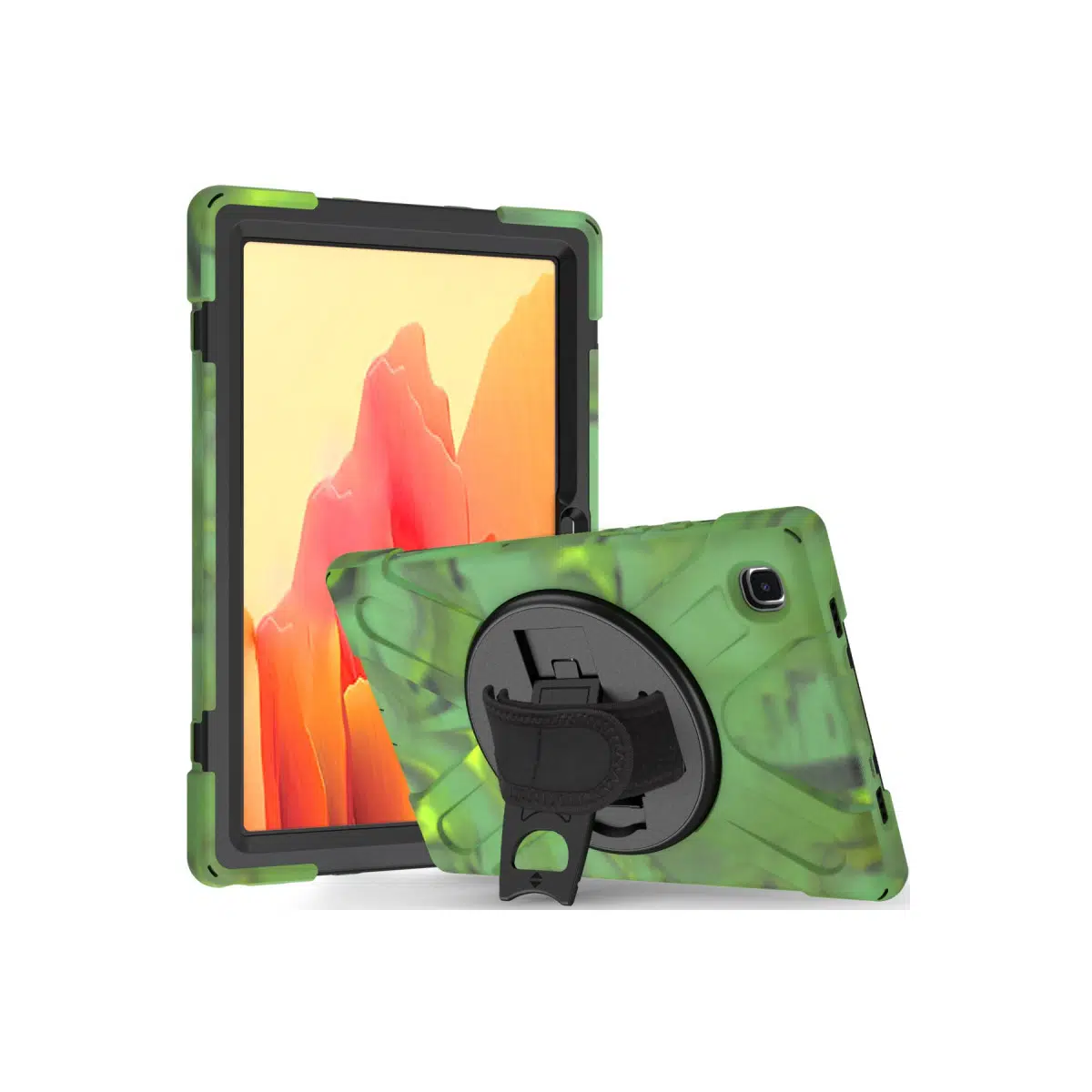 Fuchsia Galaxy Tab A7 Lite 8.7 T220 Uyumlu Defender Zırh Tablet Kılıfı Askılı 360° Dönebilir Standlı Tam Koruma - Karışık
