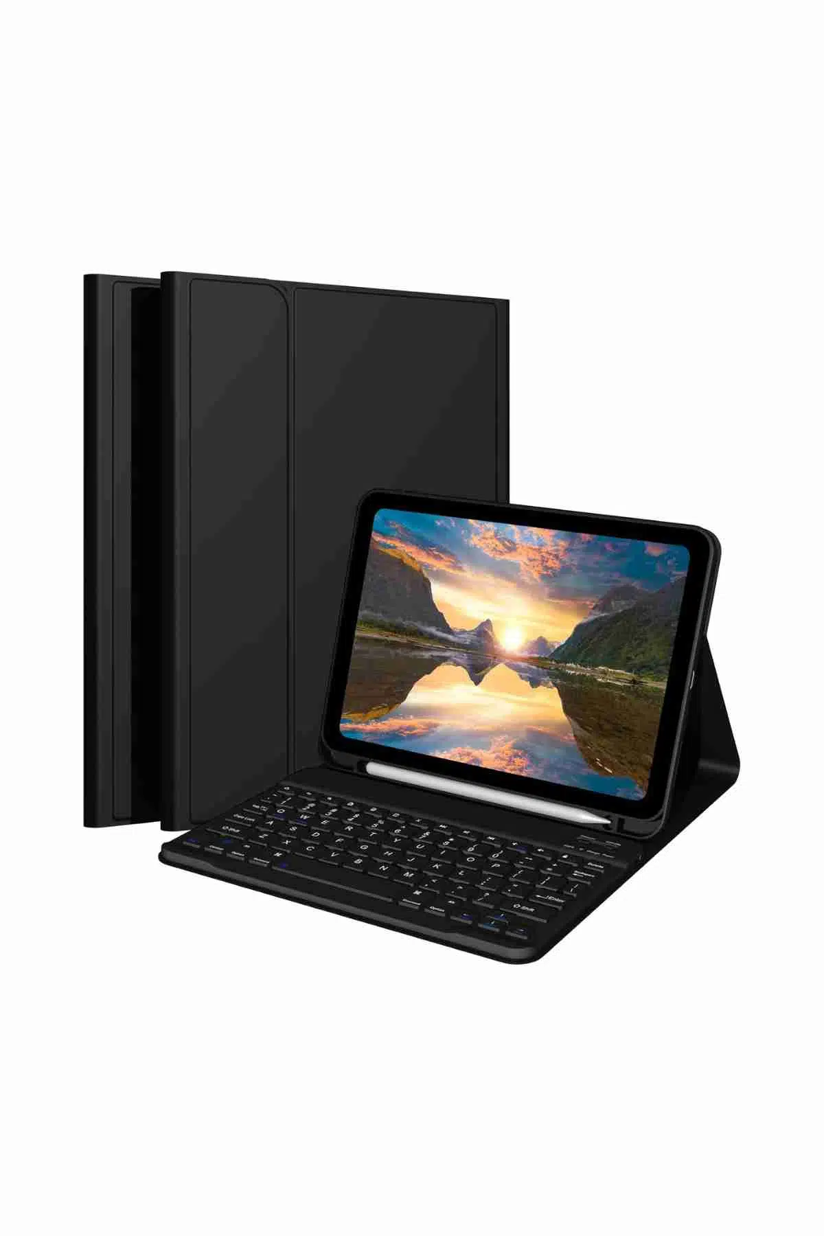 Fuchsia Galaxy Tab A11 Plus ile Uyumlu Klavyeli Tablet Kılıfı - Siyah