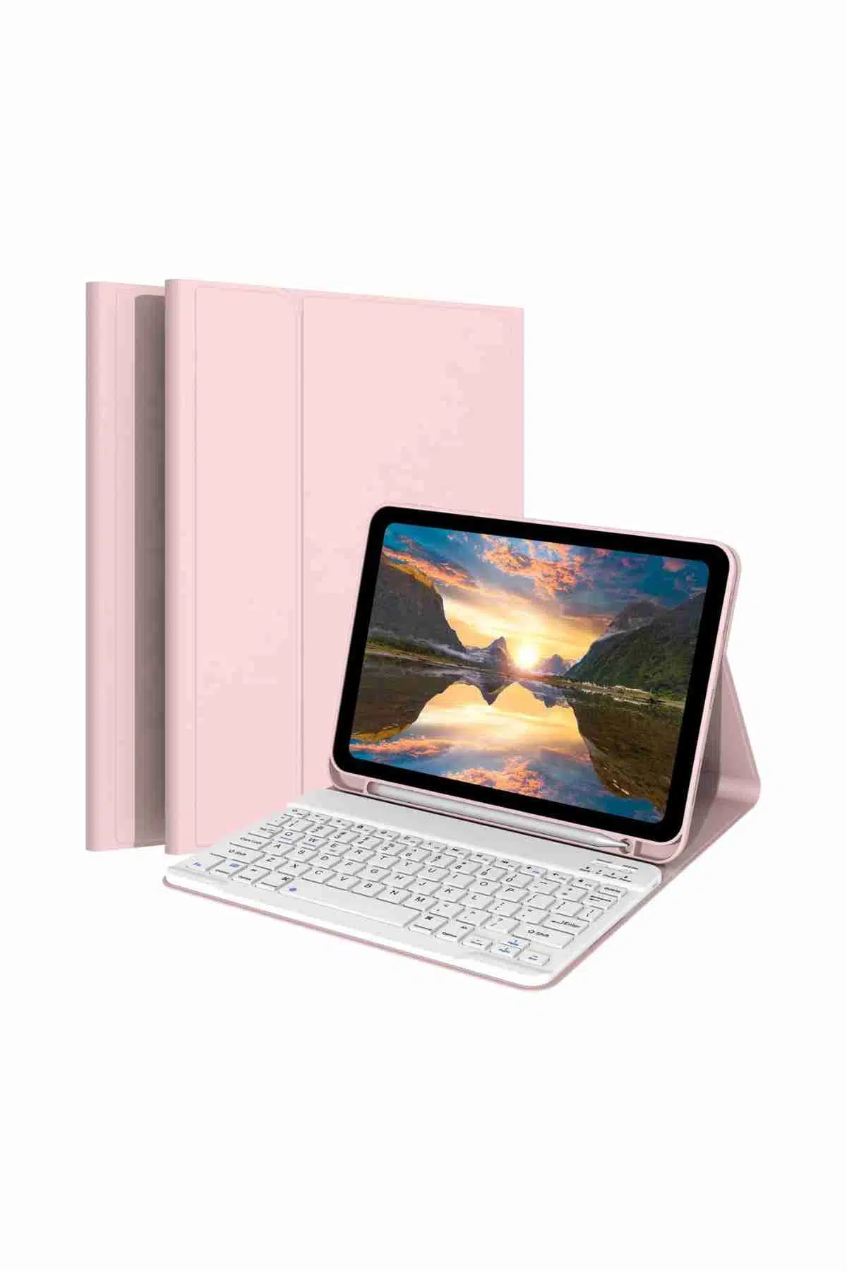 Fuchsia Galaxy Tab A11 Plus ile Uyumlu Klavyeli Tablet Kılıfı - Pembe