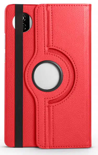 Fuchsia Huawei Honor Pad X7 ile Uyumlu Standlı 360° Yatay Dikey Dönebilen Deri Tablet Kılıfı - Kırmızı