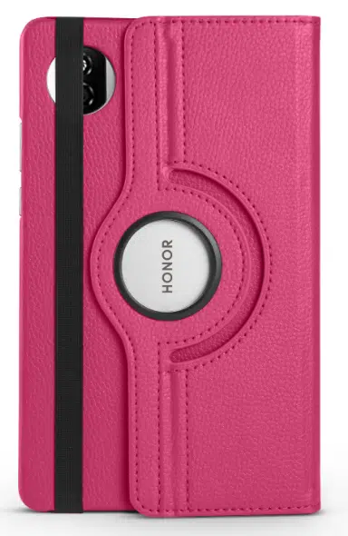 Fuchsia Huawei Honor Pad X7 ile Uyumlu Standlı 360° Yatay Dikey Dönebilen Deri Tablet Kılıfı - Pembe Koyu