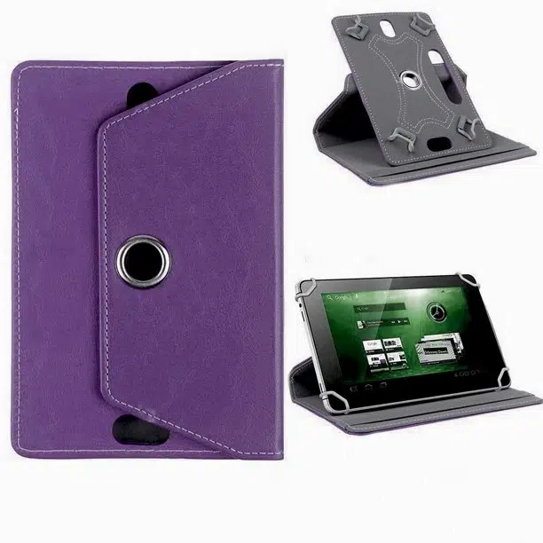 Fuchsia iPad Mini 4-5 ile Uyumlu 7.9 inç 360° Dönebilen Standlı Kapaklı Universal Tablet Kılıfı - Mor