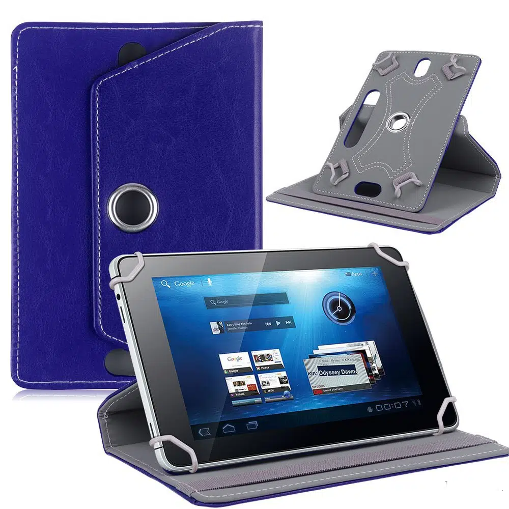 Fuchsia iPad Mini 4-5 ile Uyumlu 7.9 inç 360° Dönebilen Standlı Kapaklı Universal Tablet Kılıfı - Lacivert