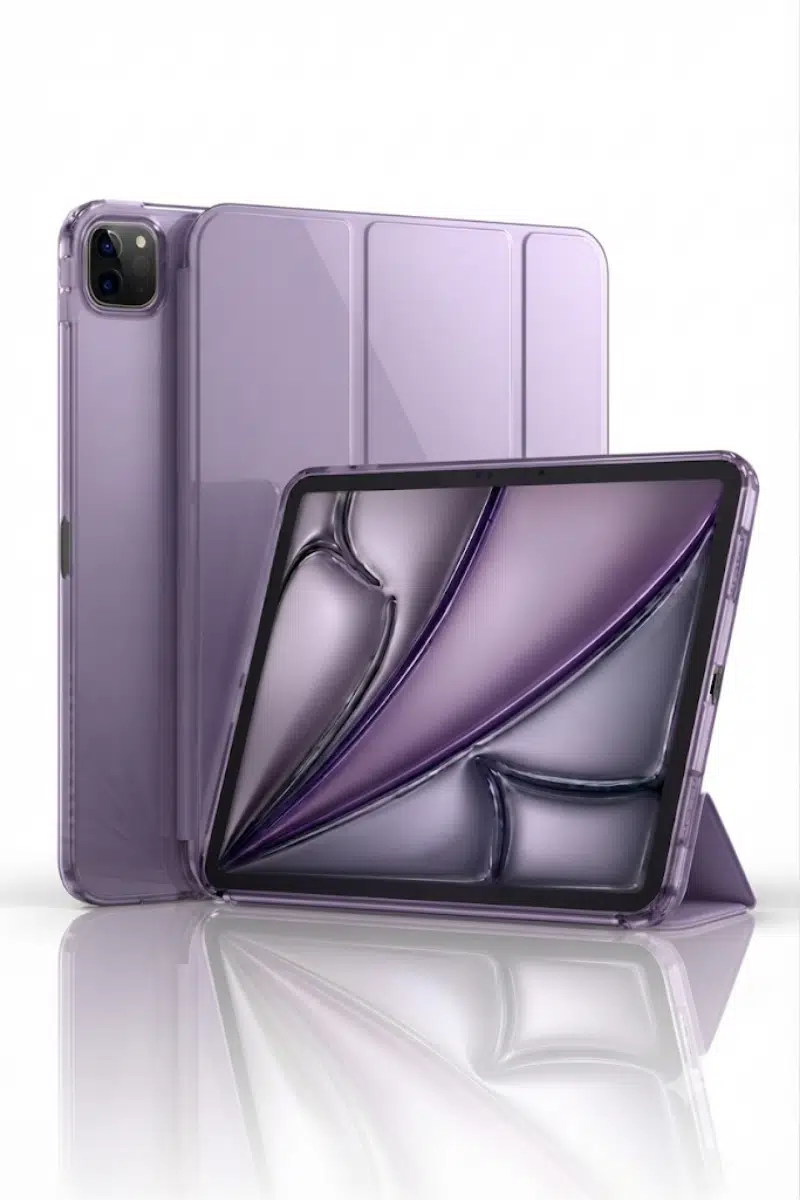 Fuchsia iPad Pro 13 2024-2025 M4 Çip ile Uyumlu Kalemlikli Standlı Katlanabilir Smart Cover Tablet Kılıfı - Lila