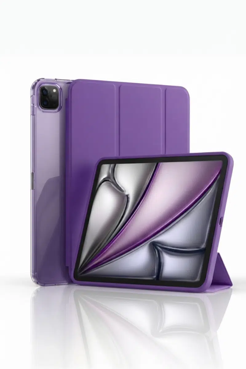 Fuchsia iPad Pro 13 2024-2025 M4 Çip ile Uyumlu Kalemlikli Standlı Katlanabilir Smart Cover Tablet Kılıfı - Mor
