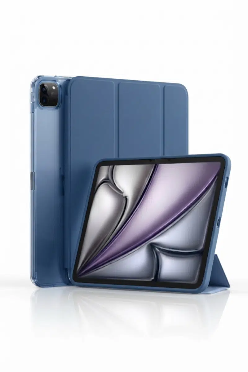 Fuchsia iPad Pro 13 2024-2025 M4 Çip ile Uyumlu Kalemlikli Standlı Katlanabilir Smart Cover Tablet Kılıfı - Mavi