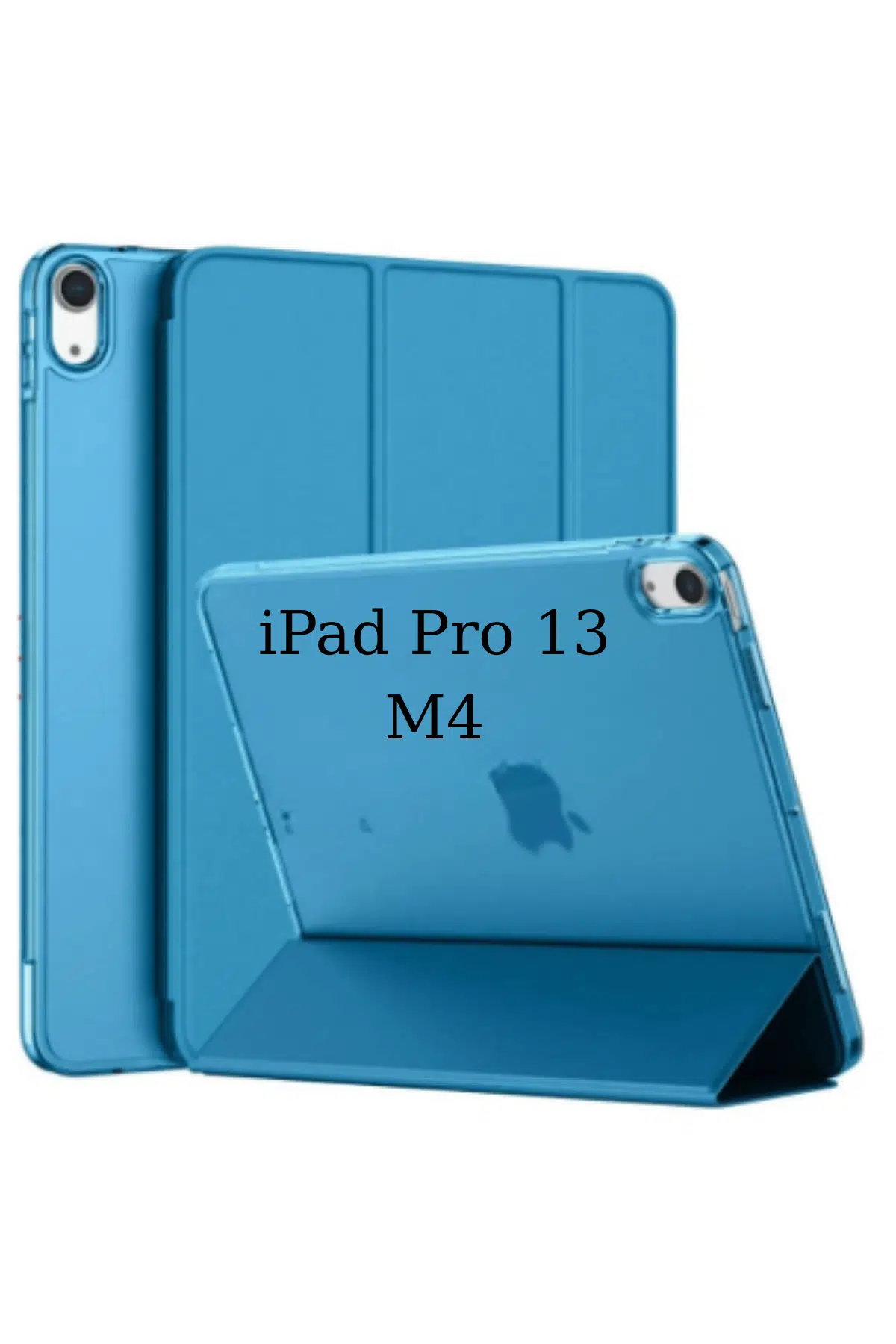 Fuchsia iPad Pro 13 2024 M4 Çip ile Uyumlu Kalemlikli Standlı Katlanabilir Smart Cover Tablet Kılıfı - Mavi